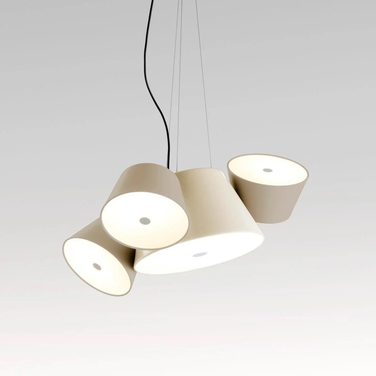 Lampa wisząca okrągła TAM TAM biały z piaskowymi kloszami Marset Eye on Design