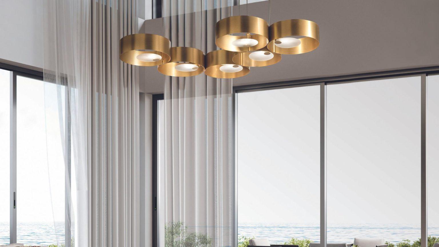 Lampa wisząca SOUND OR6 szczotkowany złoty Masiero Eye on Design