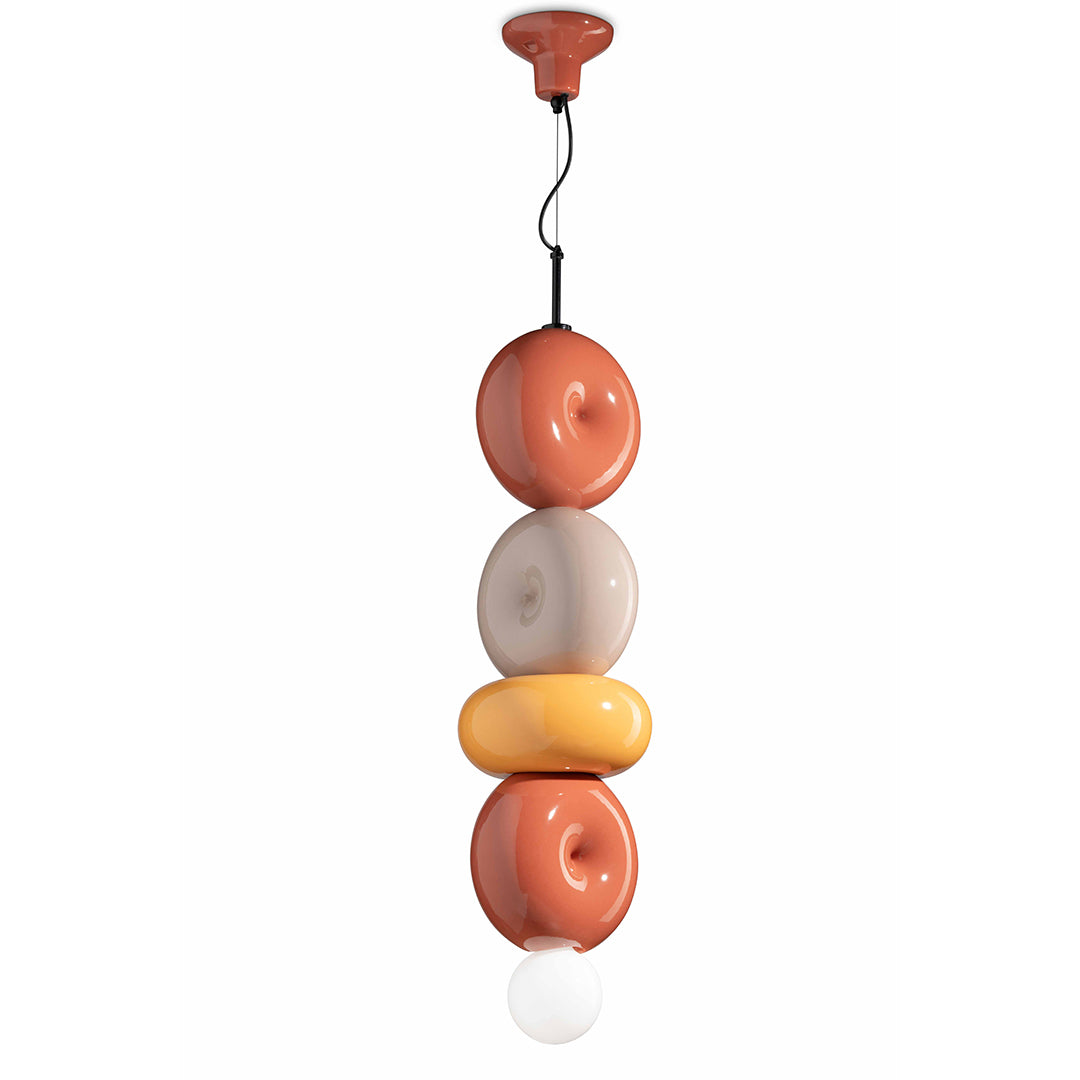 Hanging lamp Ceramic Bumbum orange with yellow and cream