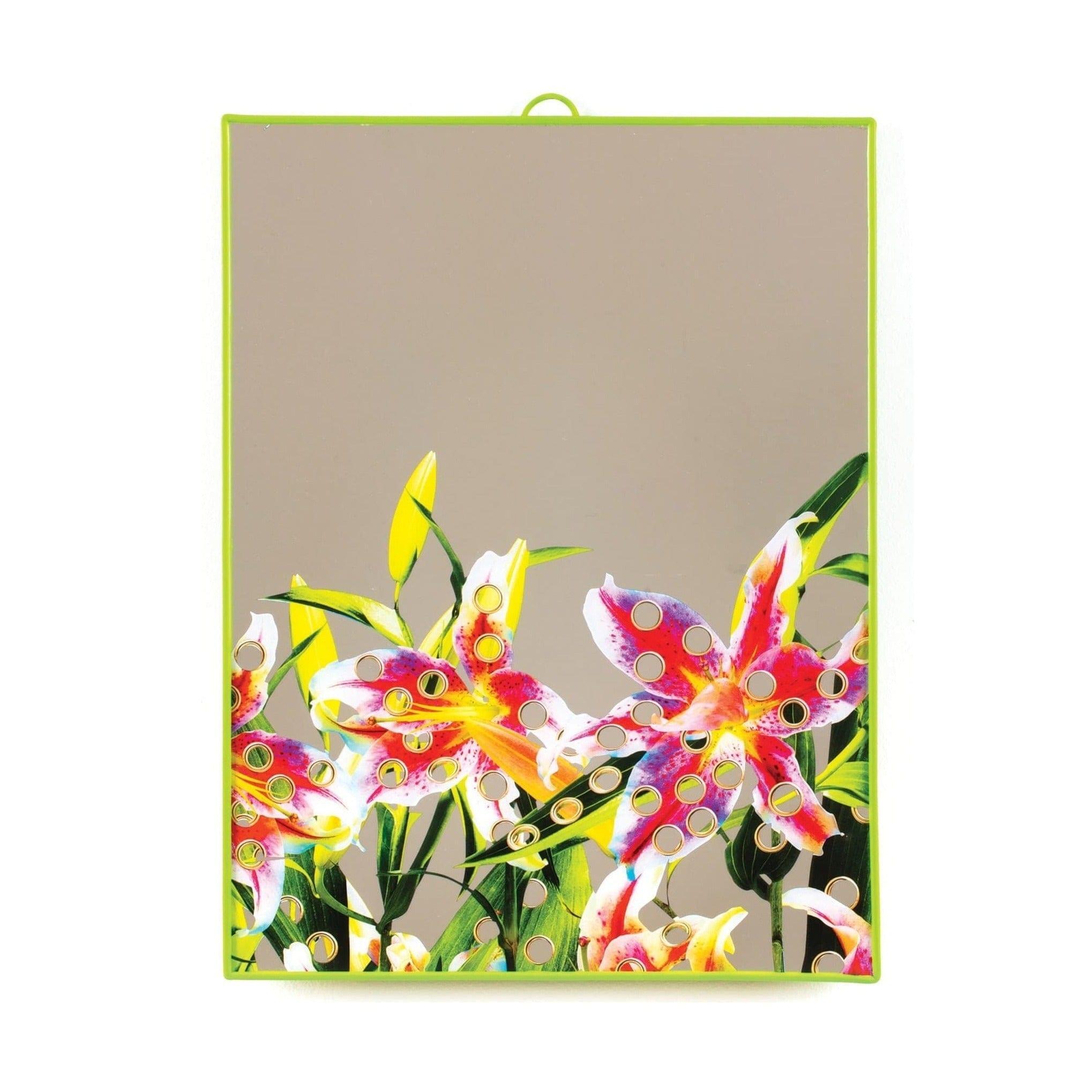 Lustro BIG FLOWERS WITH HOLES w zielonej ramce Seletti Eye on Design