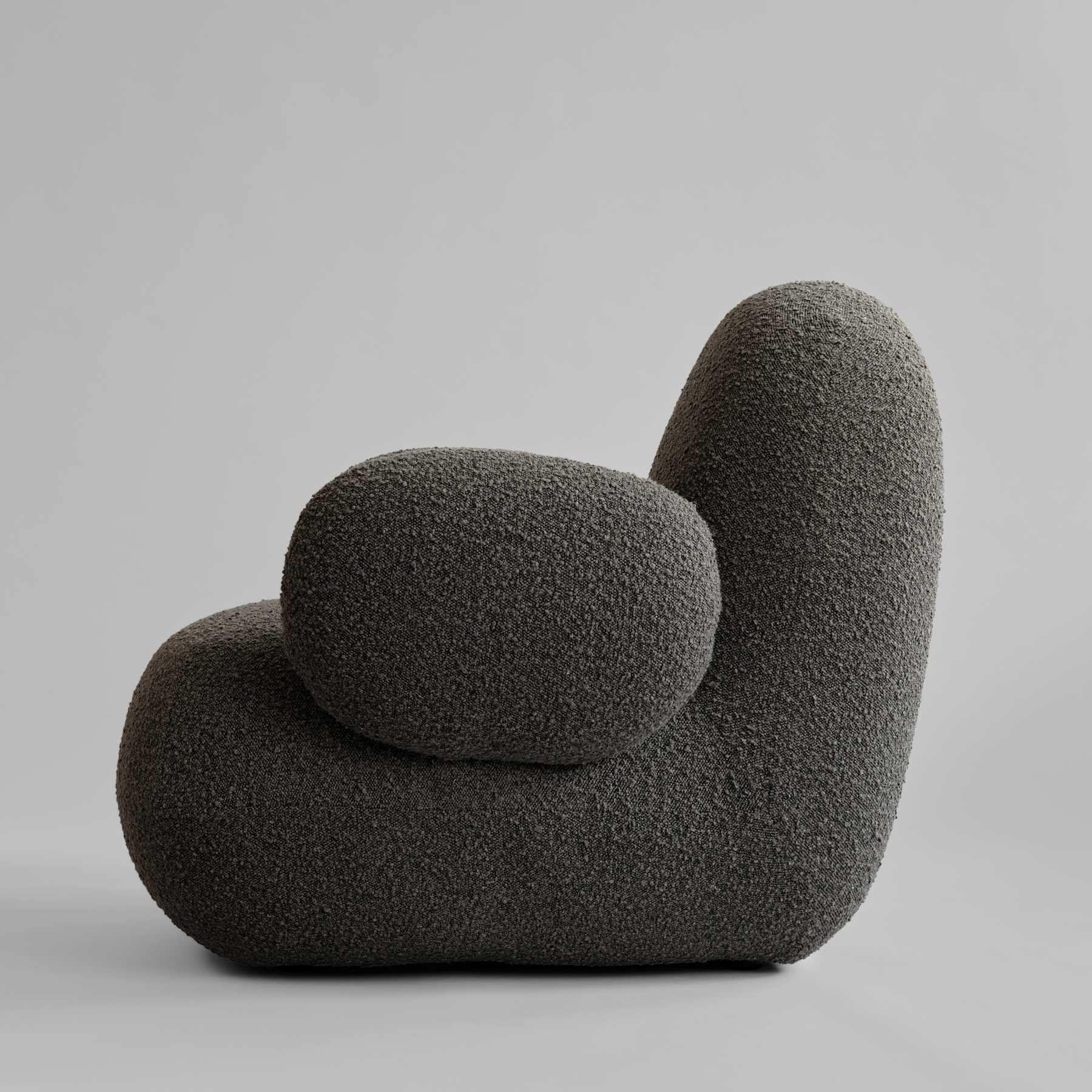Fotel TOE FLAT szaro-brązowy bouclé