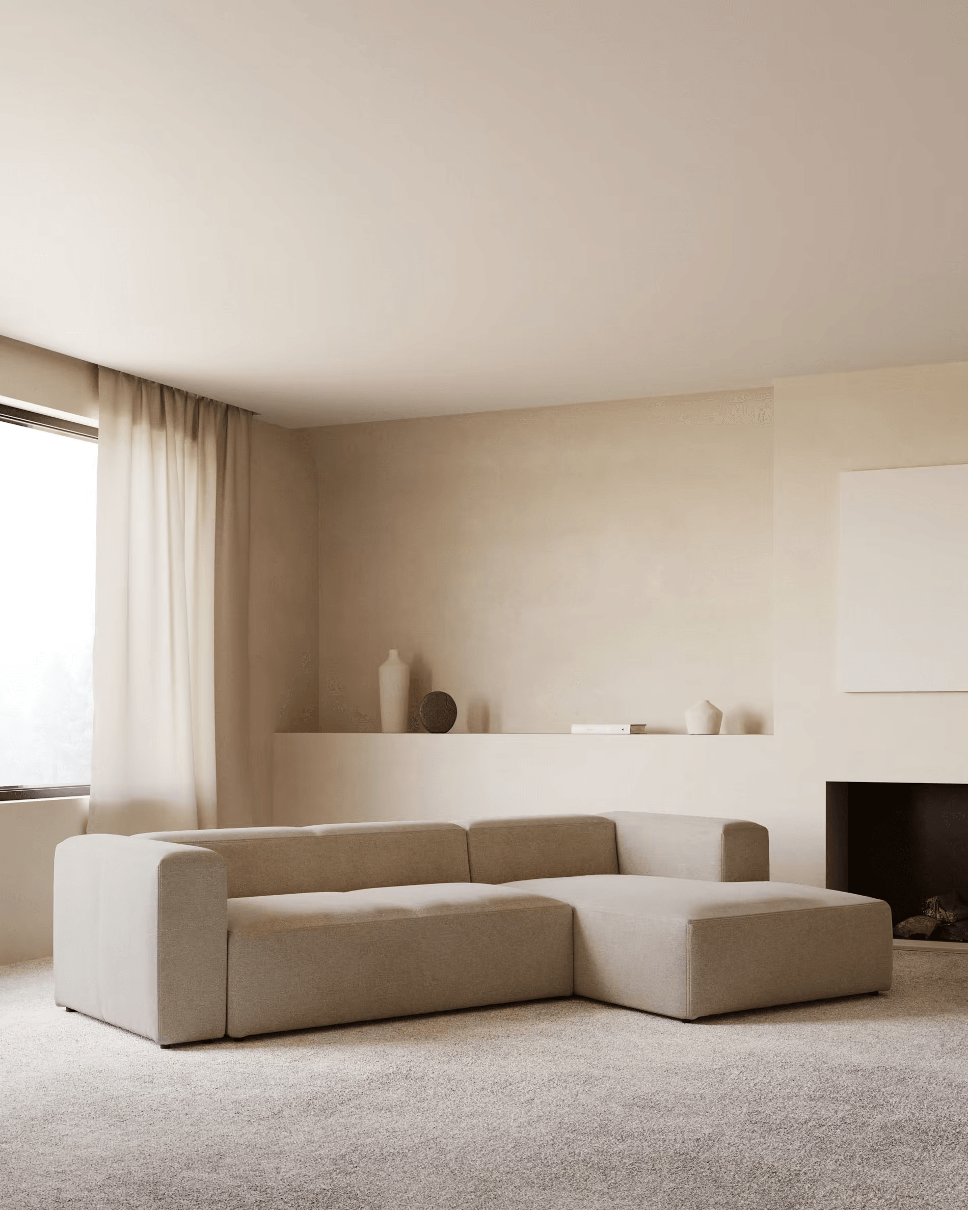 Narożnik 4-osobowy prawostronny BLOK beżowy szenil La Forma Eye on Design