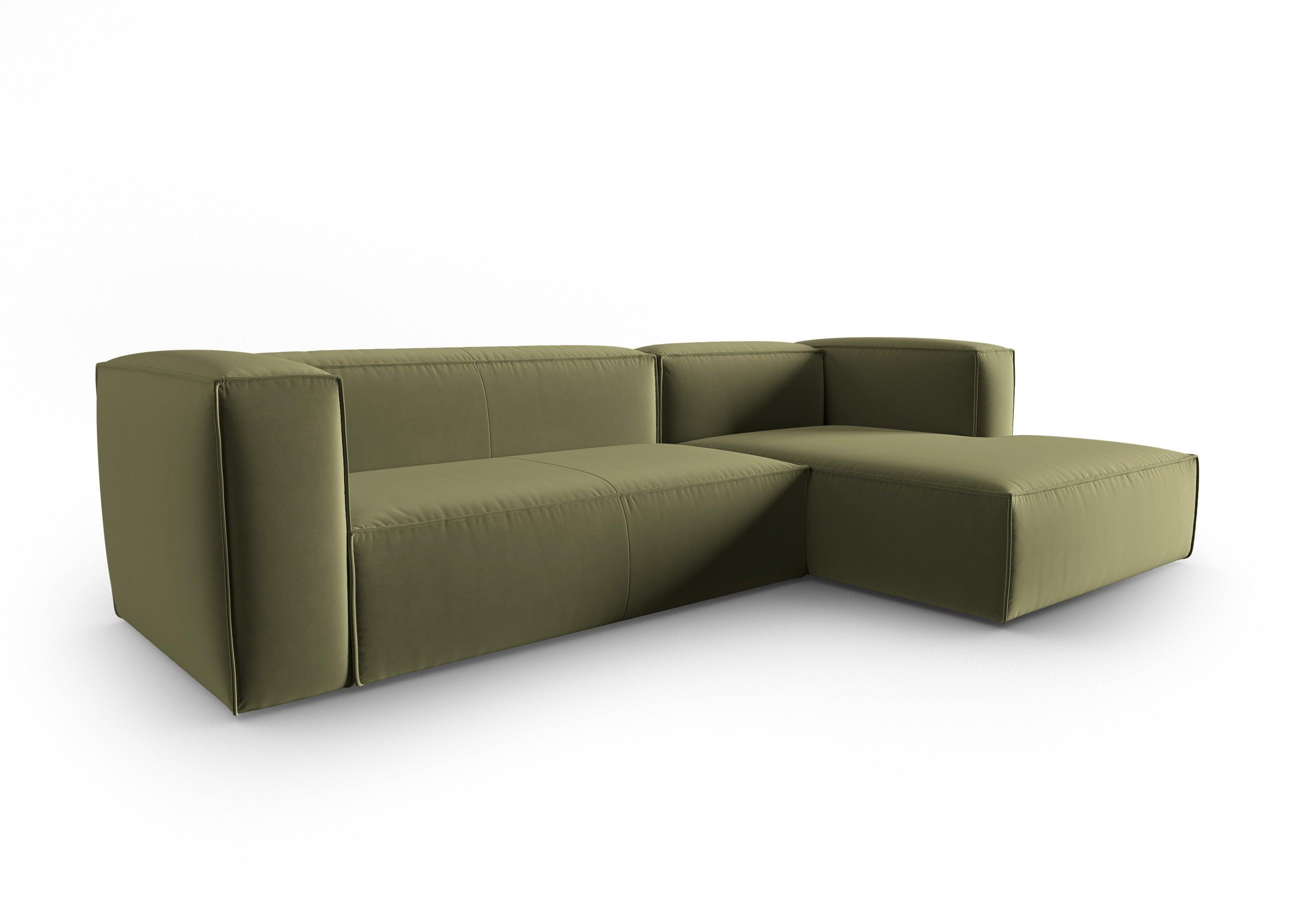 Narożnik aksamitny 4-osobowy prawostronny MACKAY jasnozielony Cosmopolitan Design Eye on Design