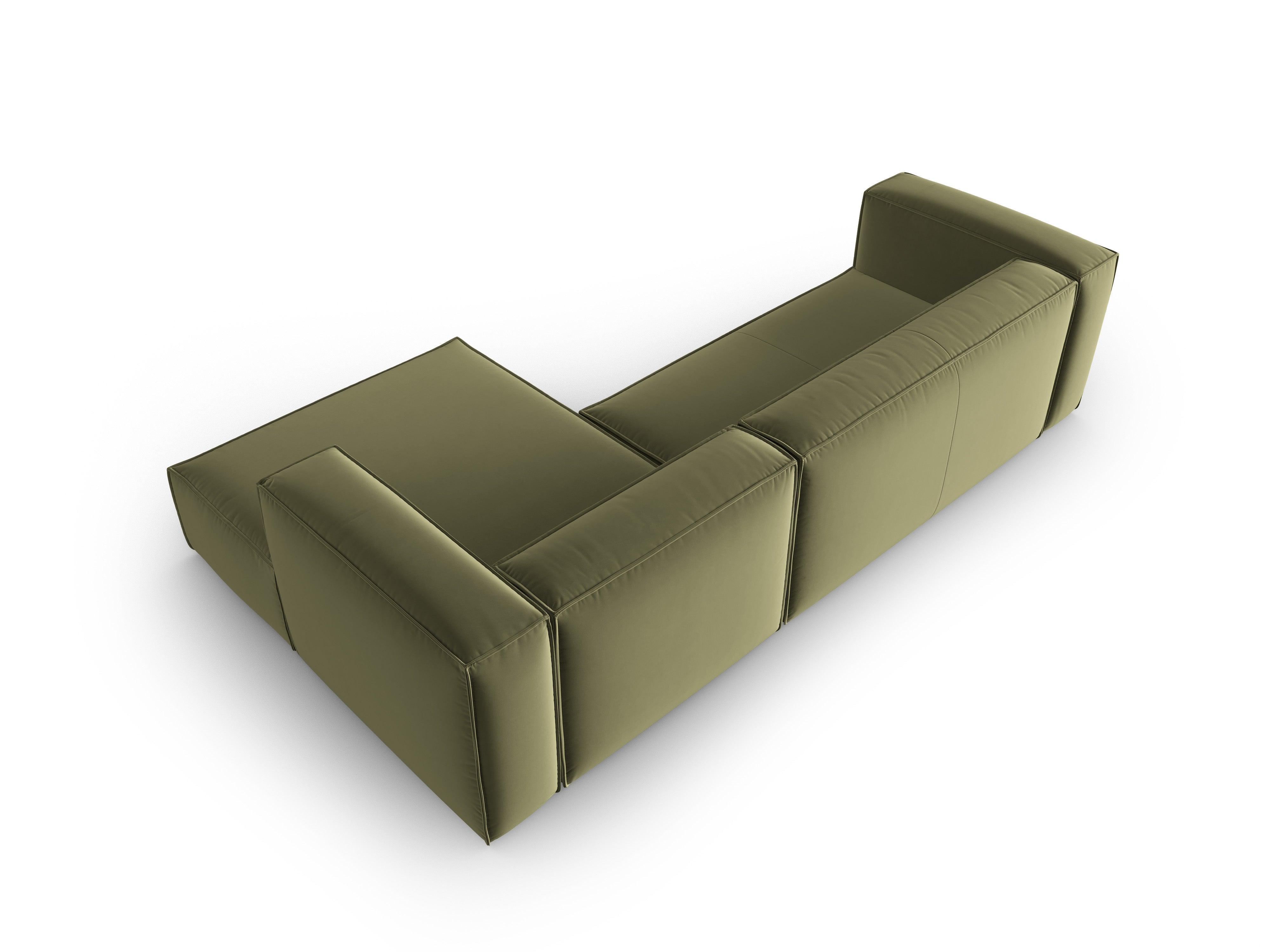 Narożnik aksamitny 4-osobowy prawostronny MACKAY jasnozielony Cosmopolitan Design Eye on Design