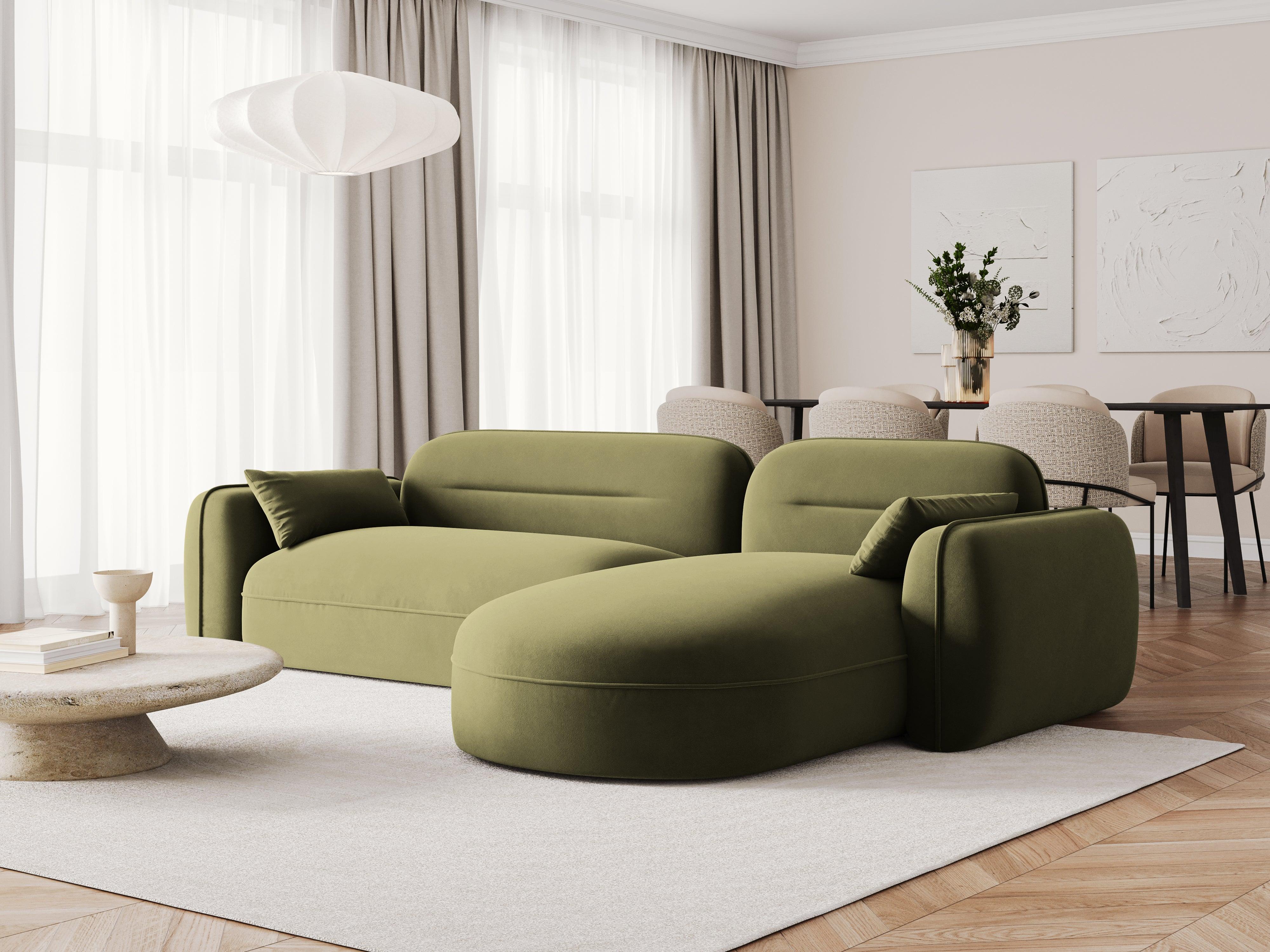 Narożnik modułowy aksamitny prawostronny 3,5-osobowy SYDNEY jasnozielony Cosmopolitan Design Eye on Design