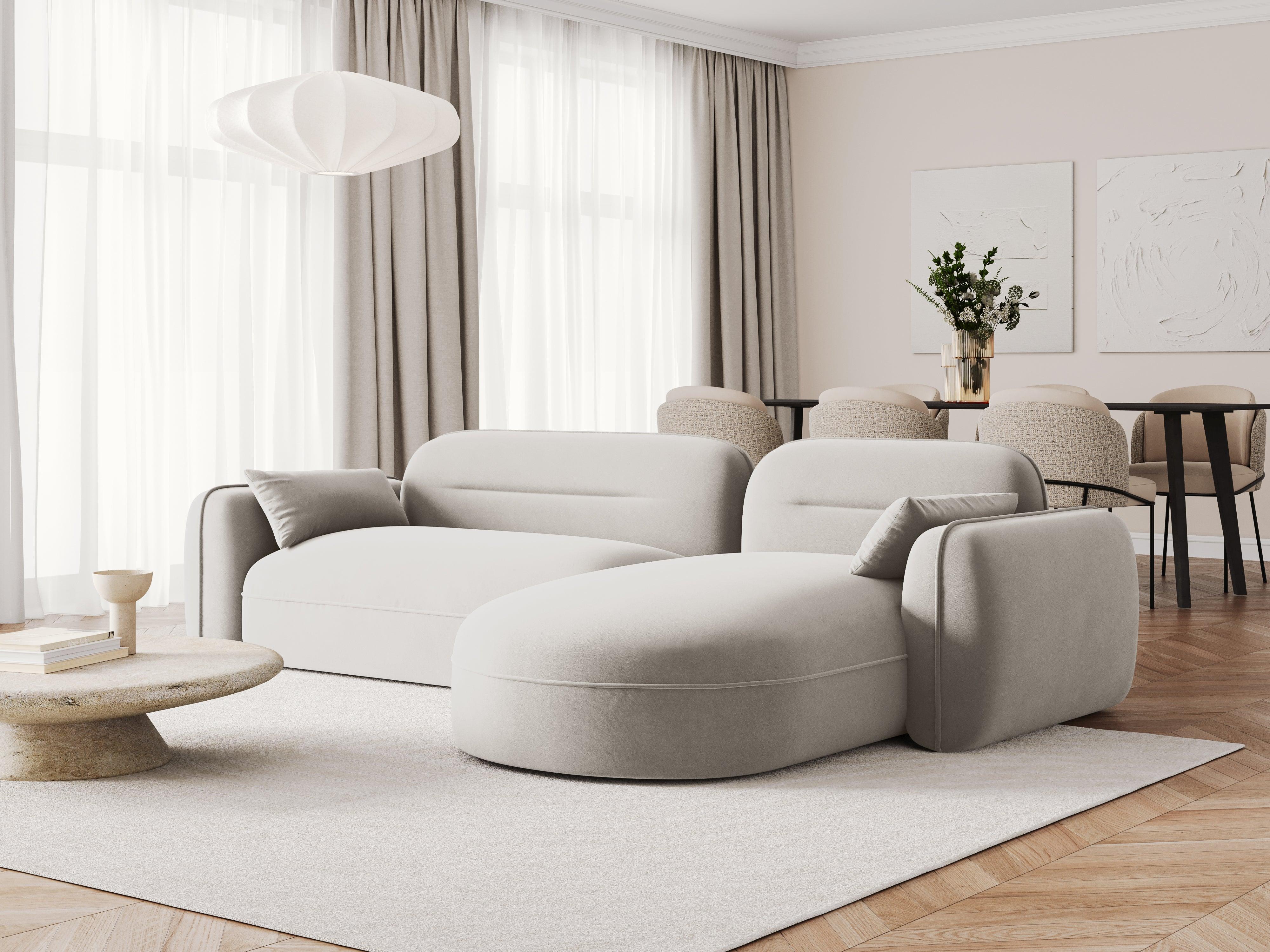 Narożnik modułowy aksamitny prawostronny 3,5-osobowy SYDNEY kość słoniowa Cosmopolitan Design Eye on Design
