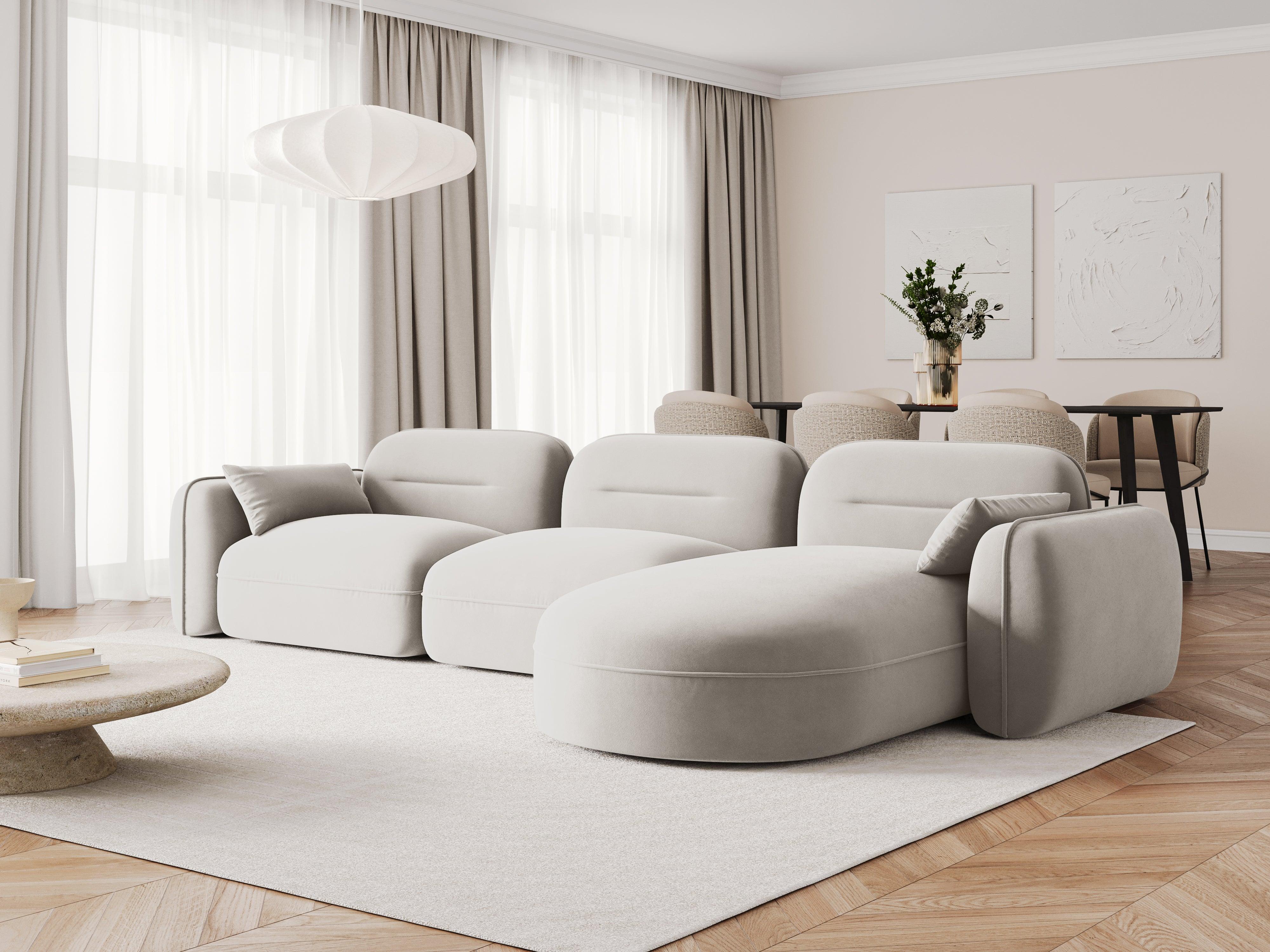 Narożnik modułowy aksamitny prawostronny 4-osobowy SYDNEY kość słoniowa Cosmopolitan Design Eye on Design