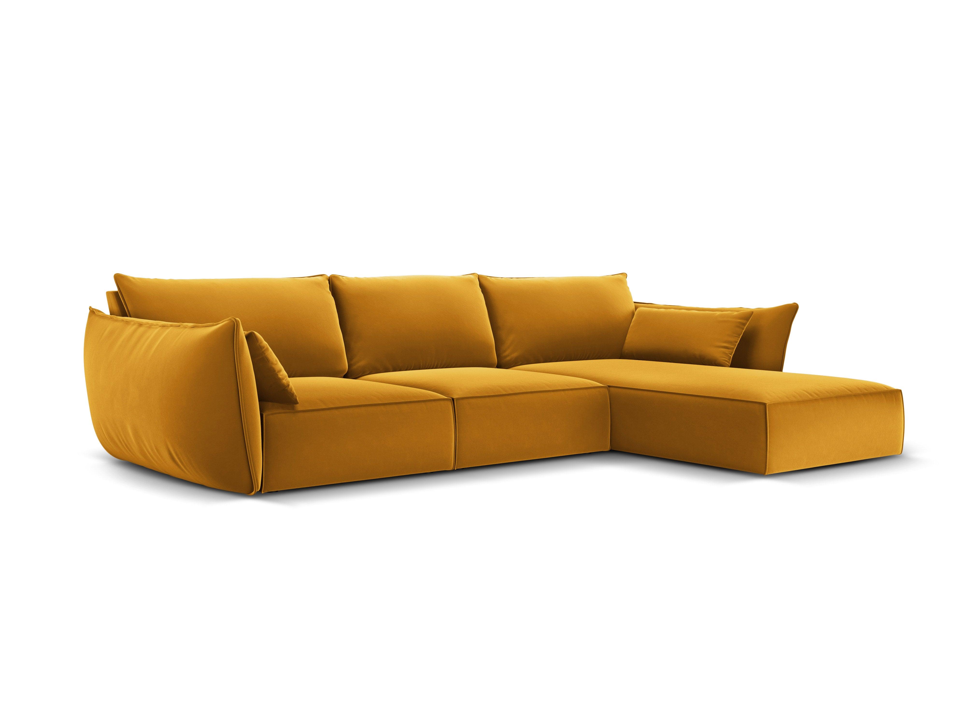 Narożnik aksamitny prawostronny 4-osobowy VANDA musztardowy Mazzini Sofas Eye on Design