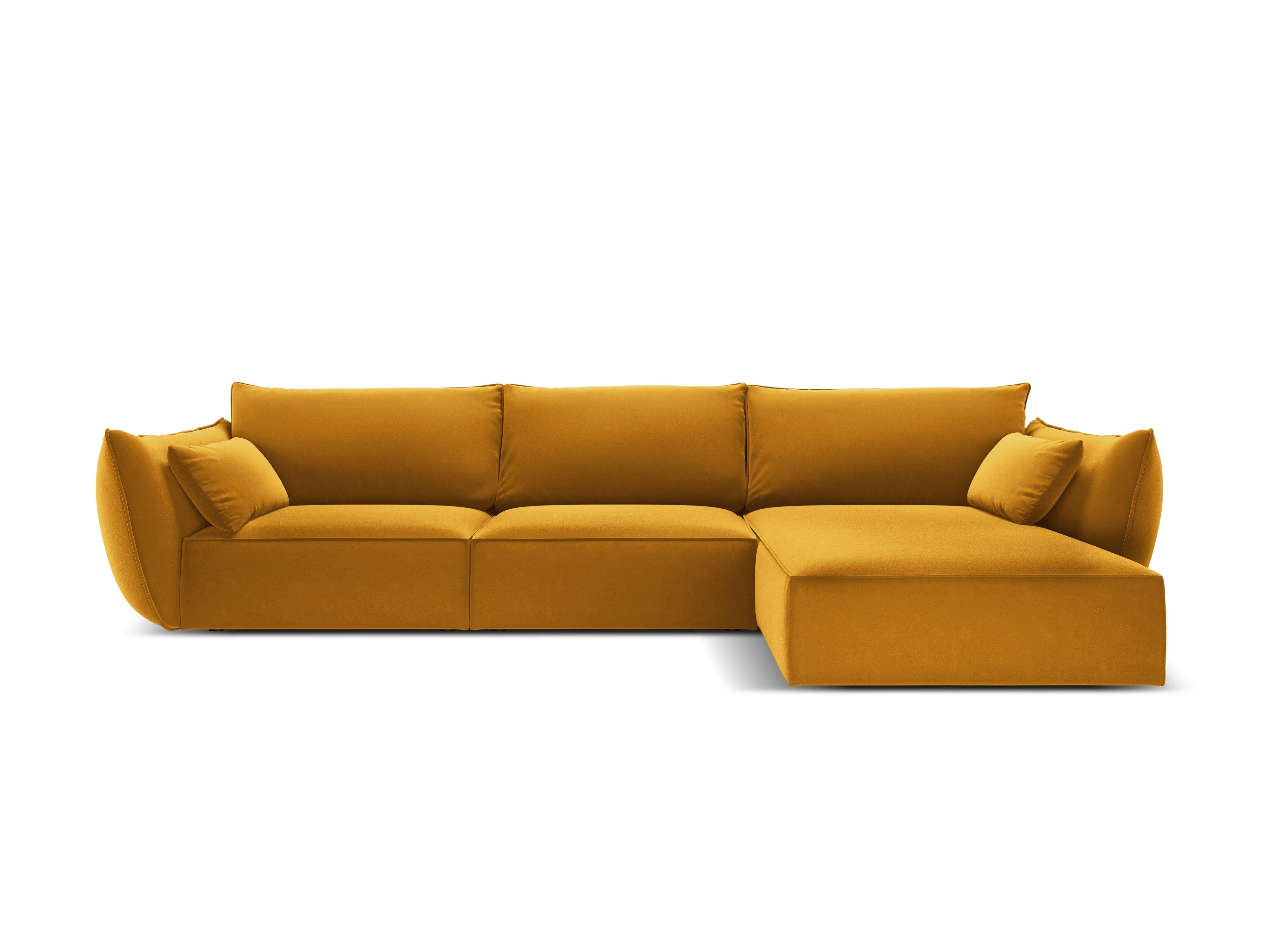 Narożnik aksamitny prawostronny 4-osobowy VANDA musztardowy Mazzini Sofas Eye on Design