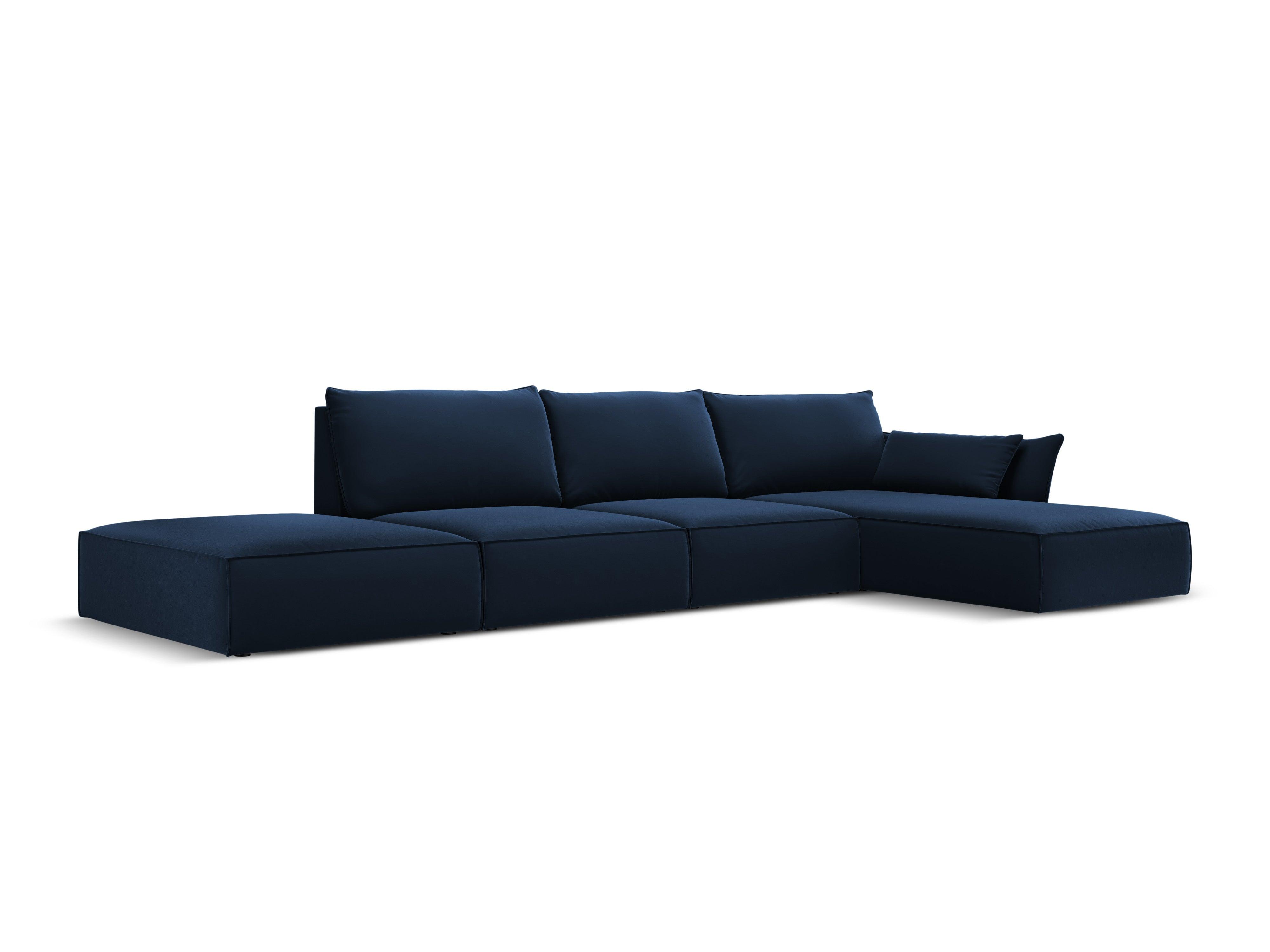 Narożnik aksamitny prawostronny otwarty VANDA granatowy Mazzini Sofas Eye on Design