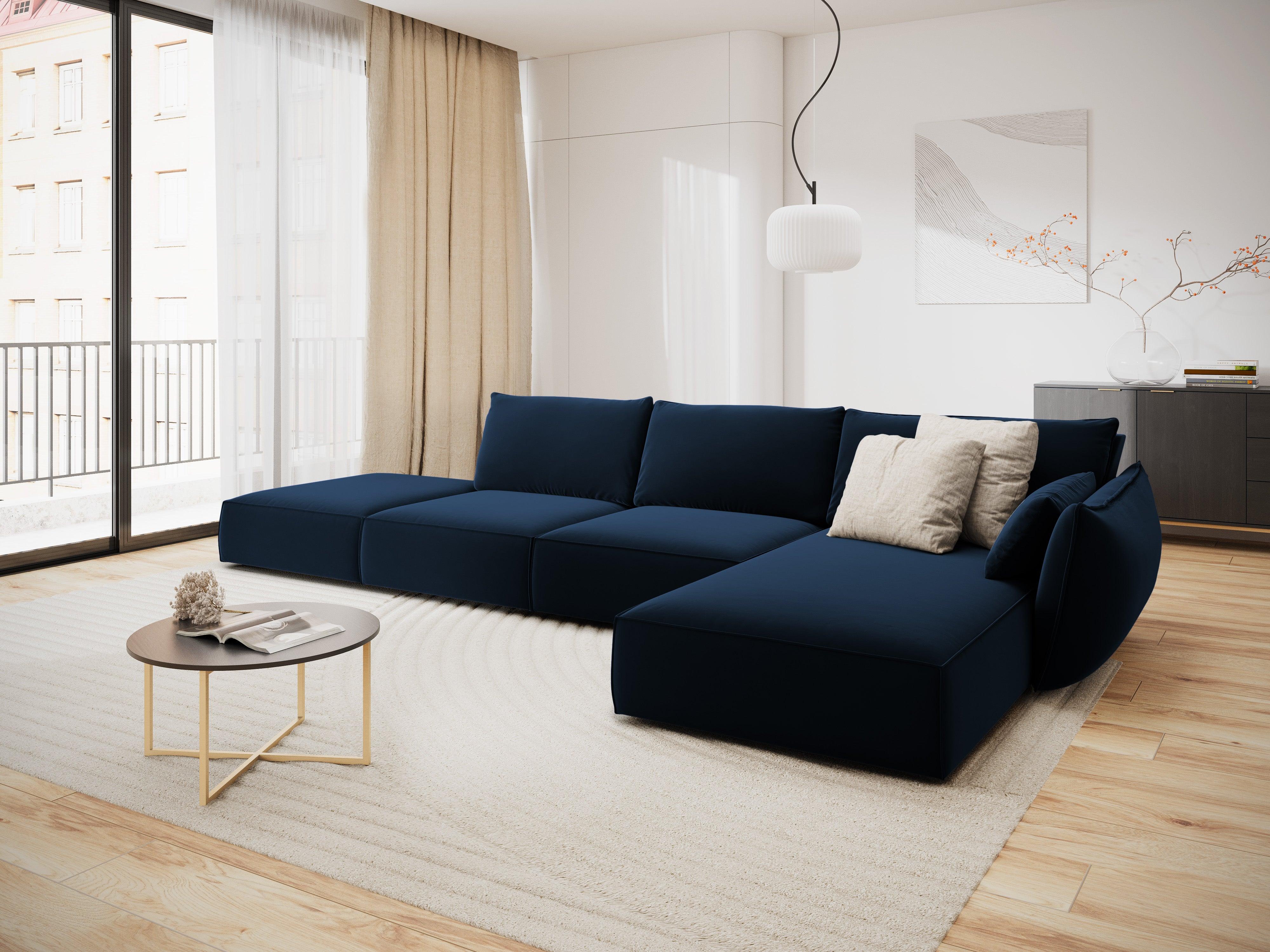 Narożnik aksamitny prawostronny otwarty VANDA granatowy Mazzini Sofas Eye on Design