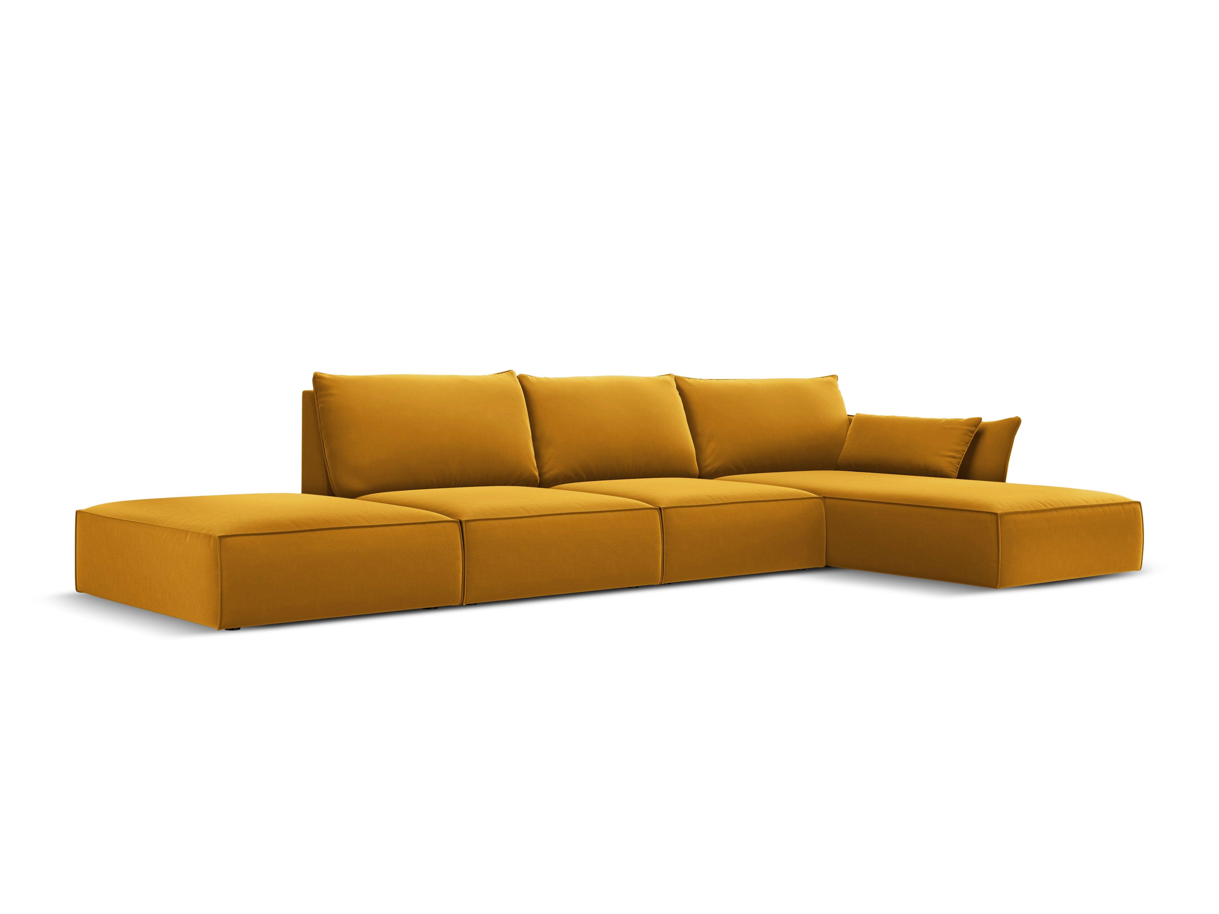 Narożnik aksamitny prawostronny otwarty VANDA musztardowy Mazzini Sofas Eye on Design