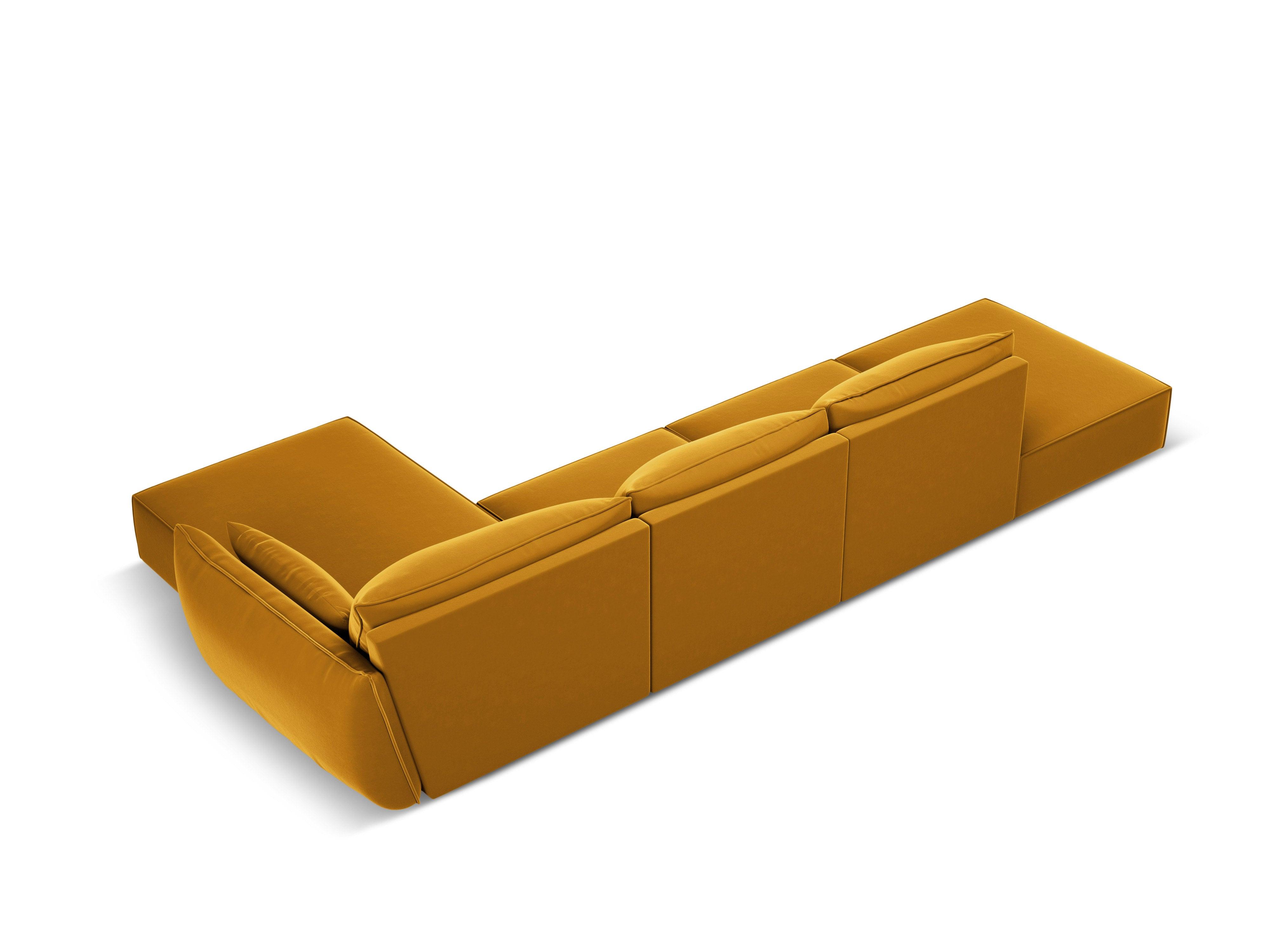 Narożnik aksamitny prawostronny otwarty VANDA musztardowy Mazzini Sofas Eye on Design