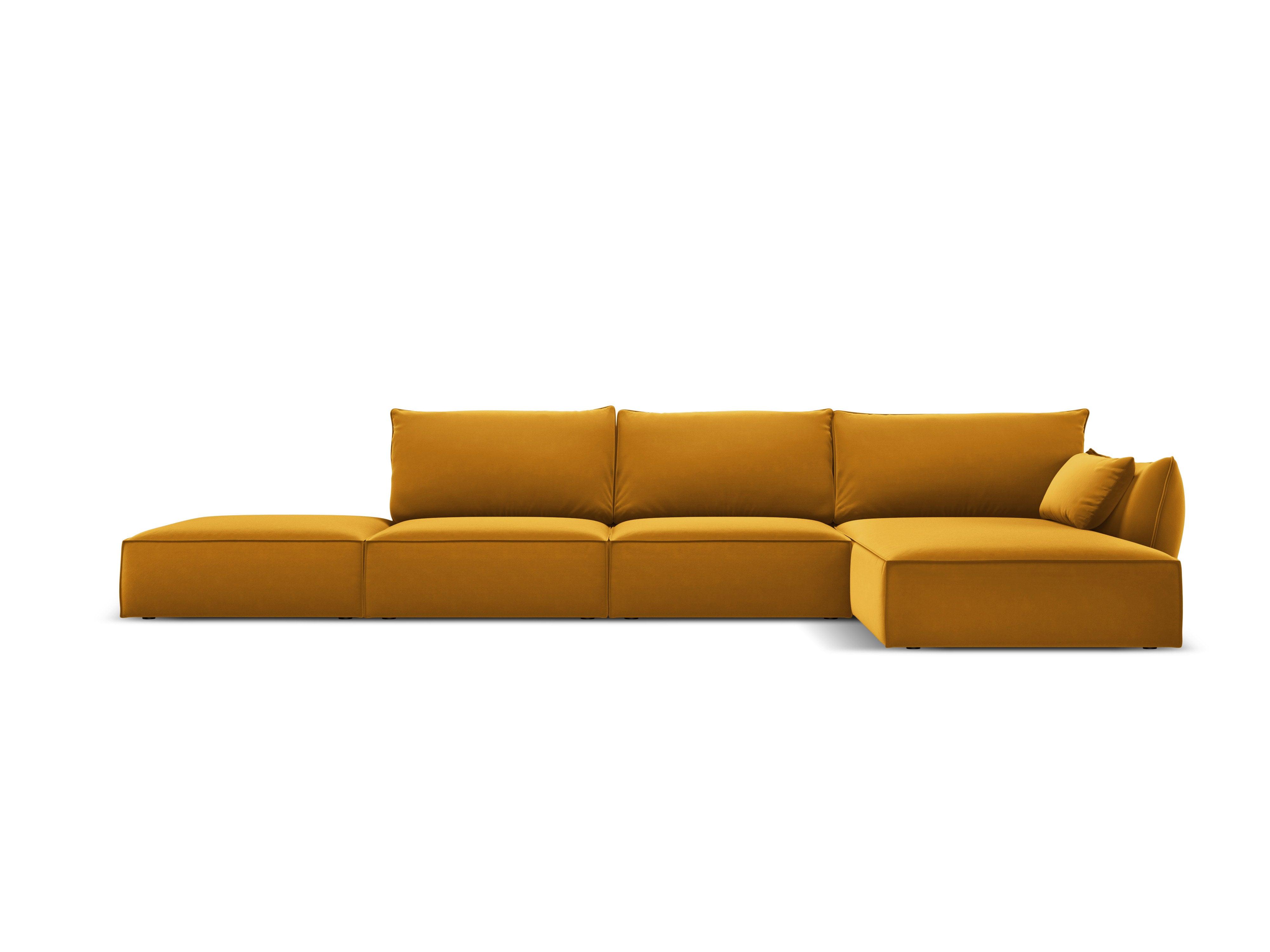 Narożnik aksamitny prawostronny otwarty VANDA musztardowy Mazzini Sofas Eye on Design