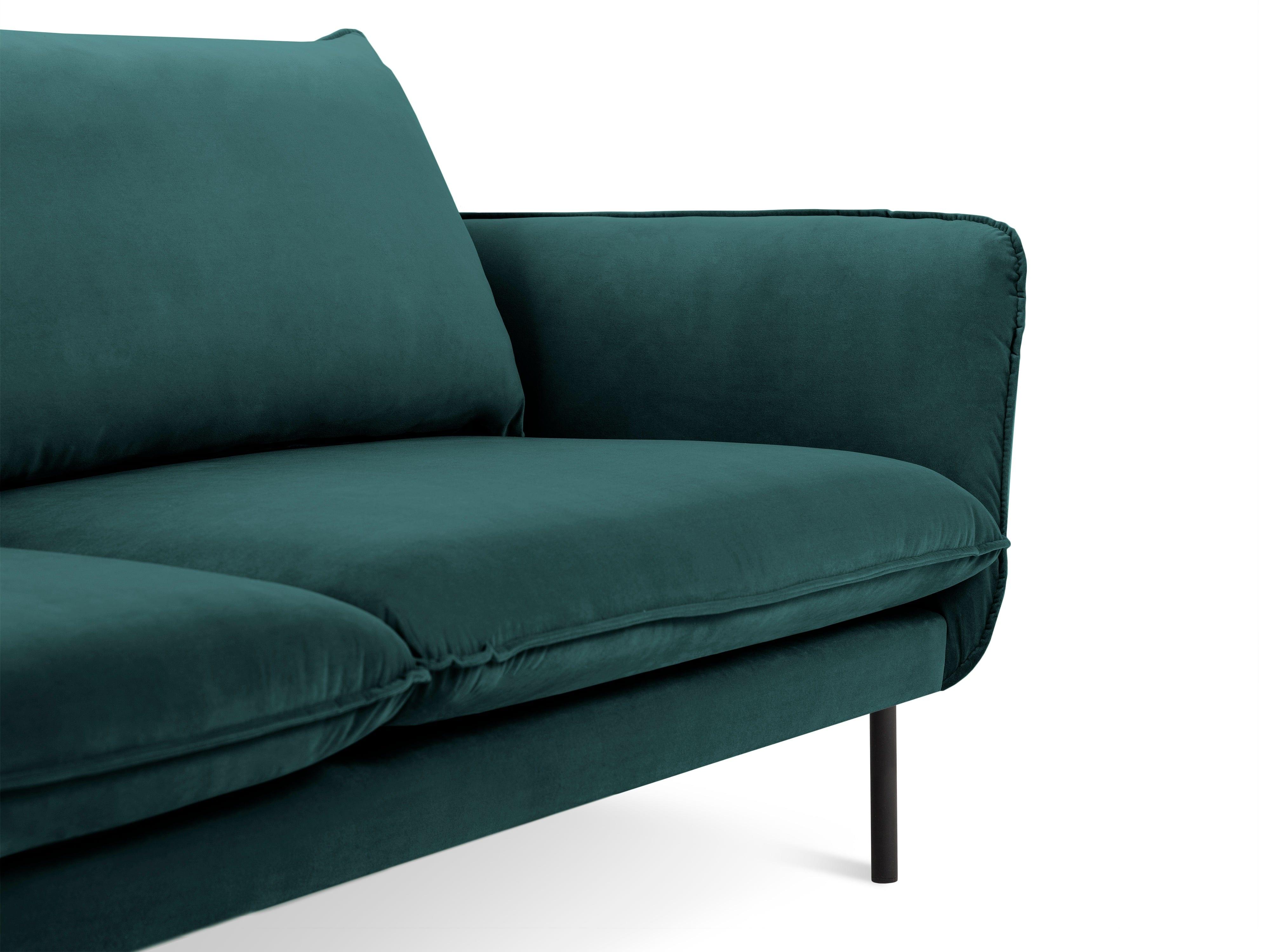 Narożnik aksamitny prawostronny VIENNA morski z czarną podstawą Cosmopolitan Design Eye on Design