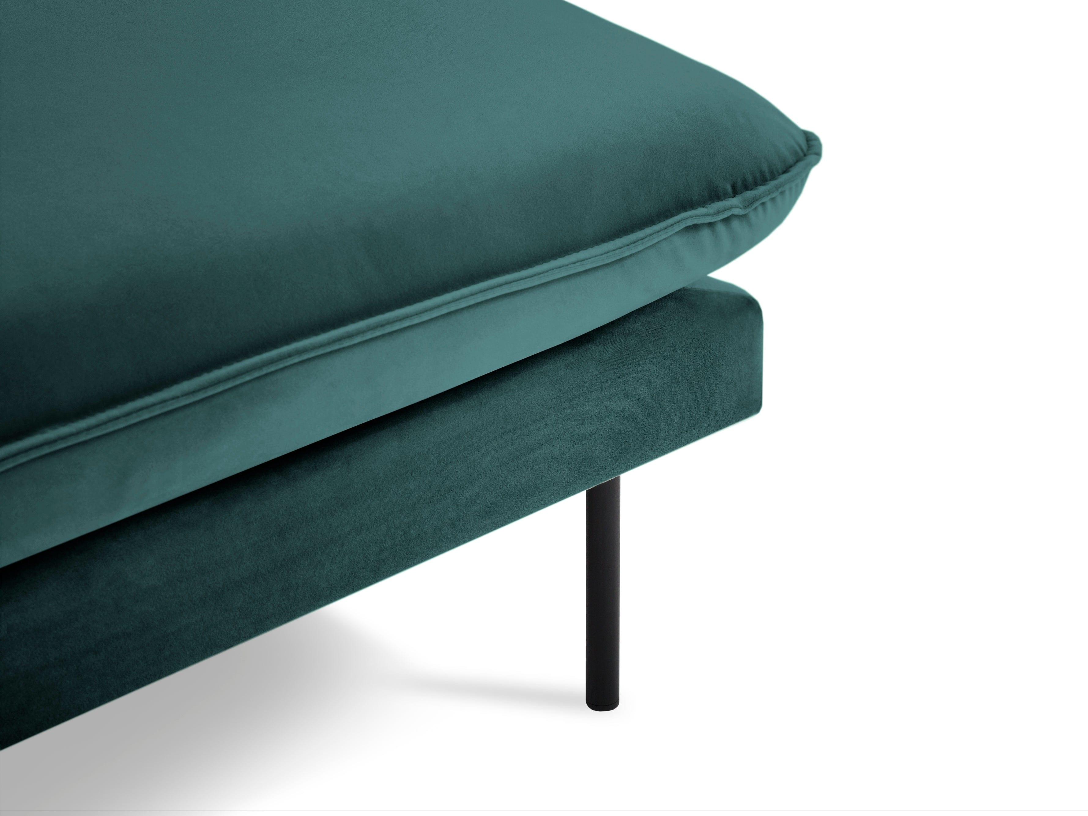 Narożnik aksamitny prawostronny VIENNA morski z czarną podstawą Cosmopolitan Design Eye on Design