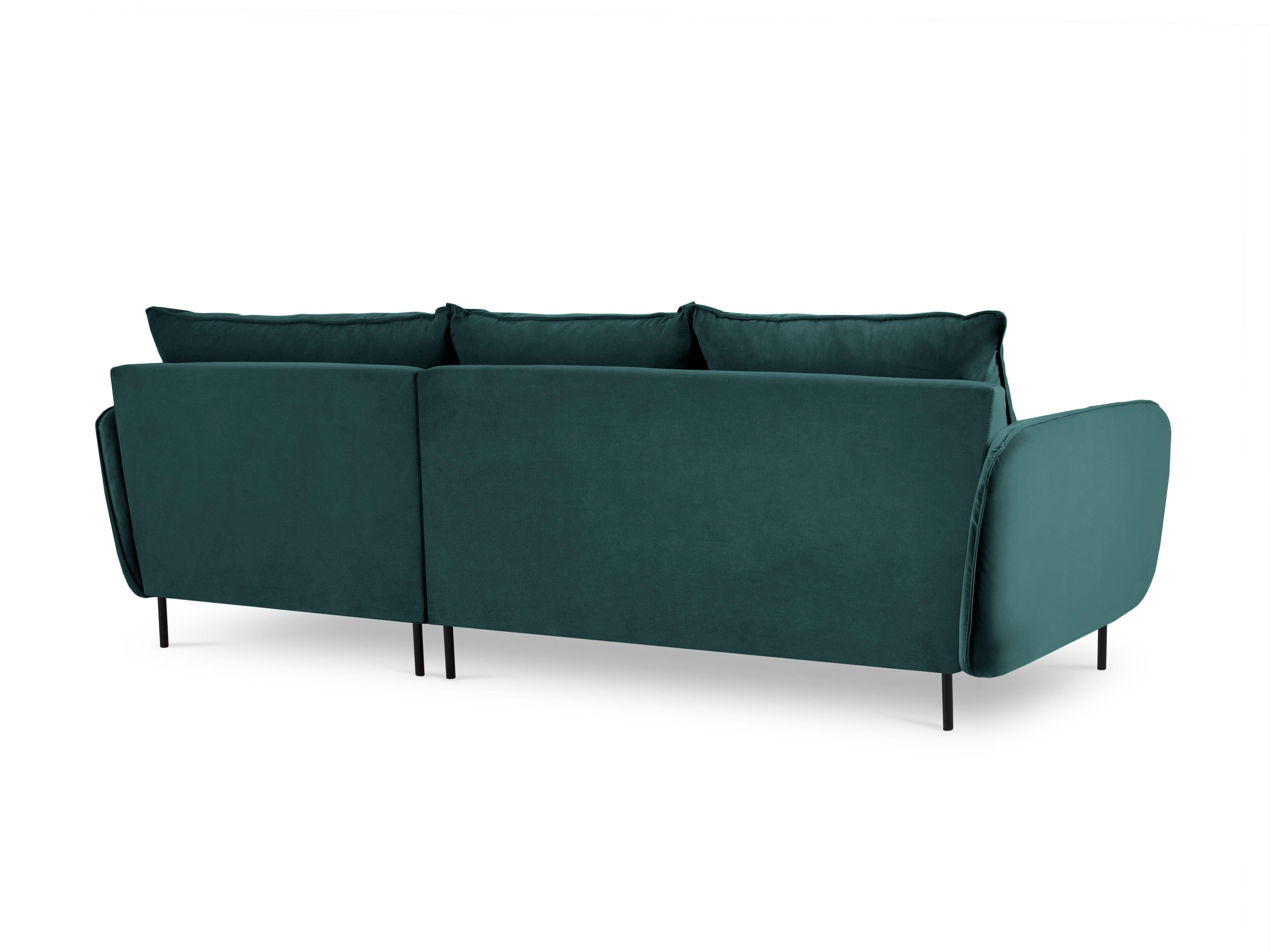 Narożnik aksamitny prawostronny VIENNA morski z czarną podstawą Cosmopolitan Design Eye on Design