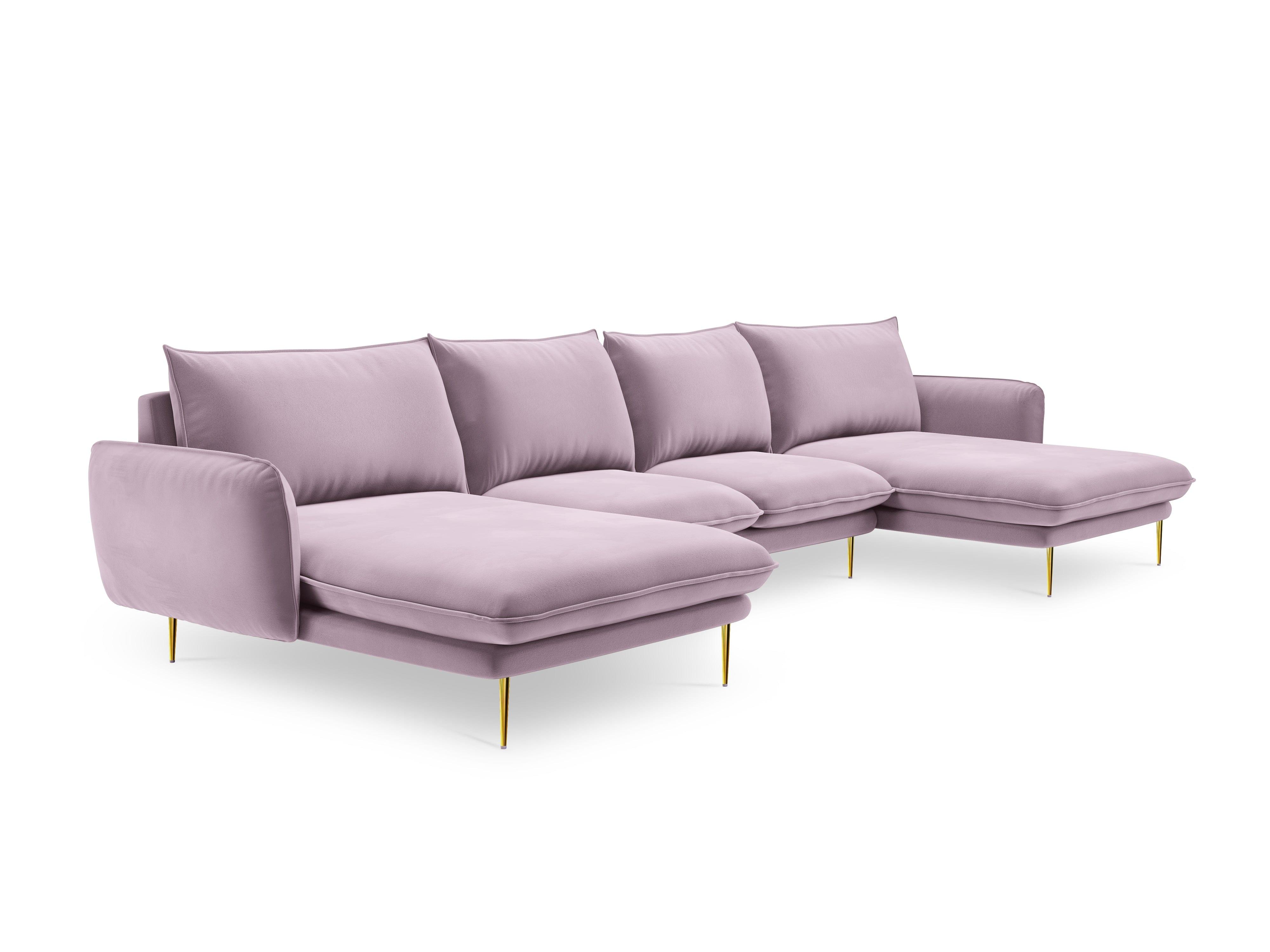 Narożnik aksamitny w kształcie U VIENNA pudrowy róż ze złotą podstawą Cosmopolitan Design Eye on Design