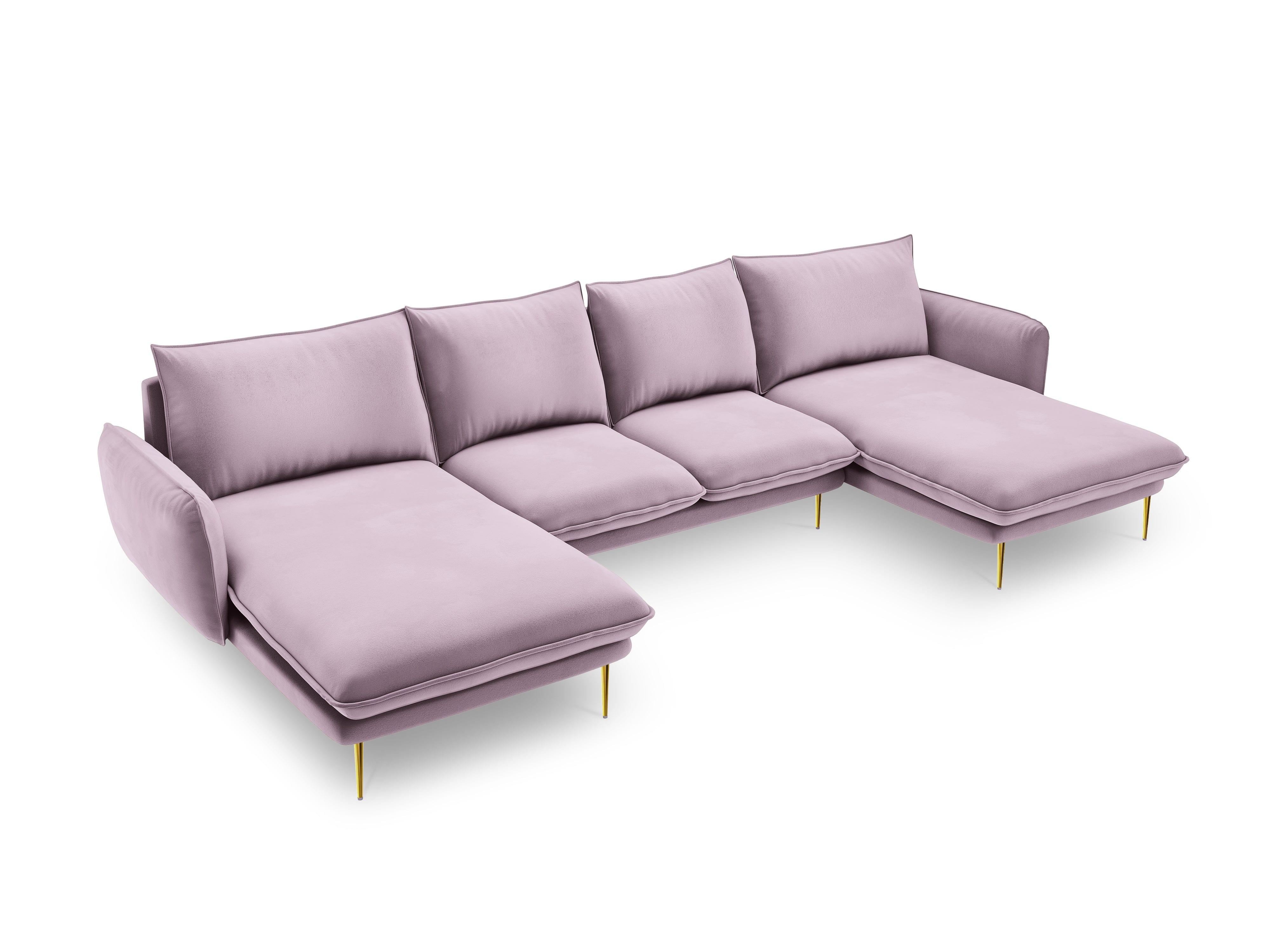 Narożnik aksamitny w kształcie U VIENNA pudrowy róż ze złotą podstawą Cosmopolitan Design Eye on Design