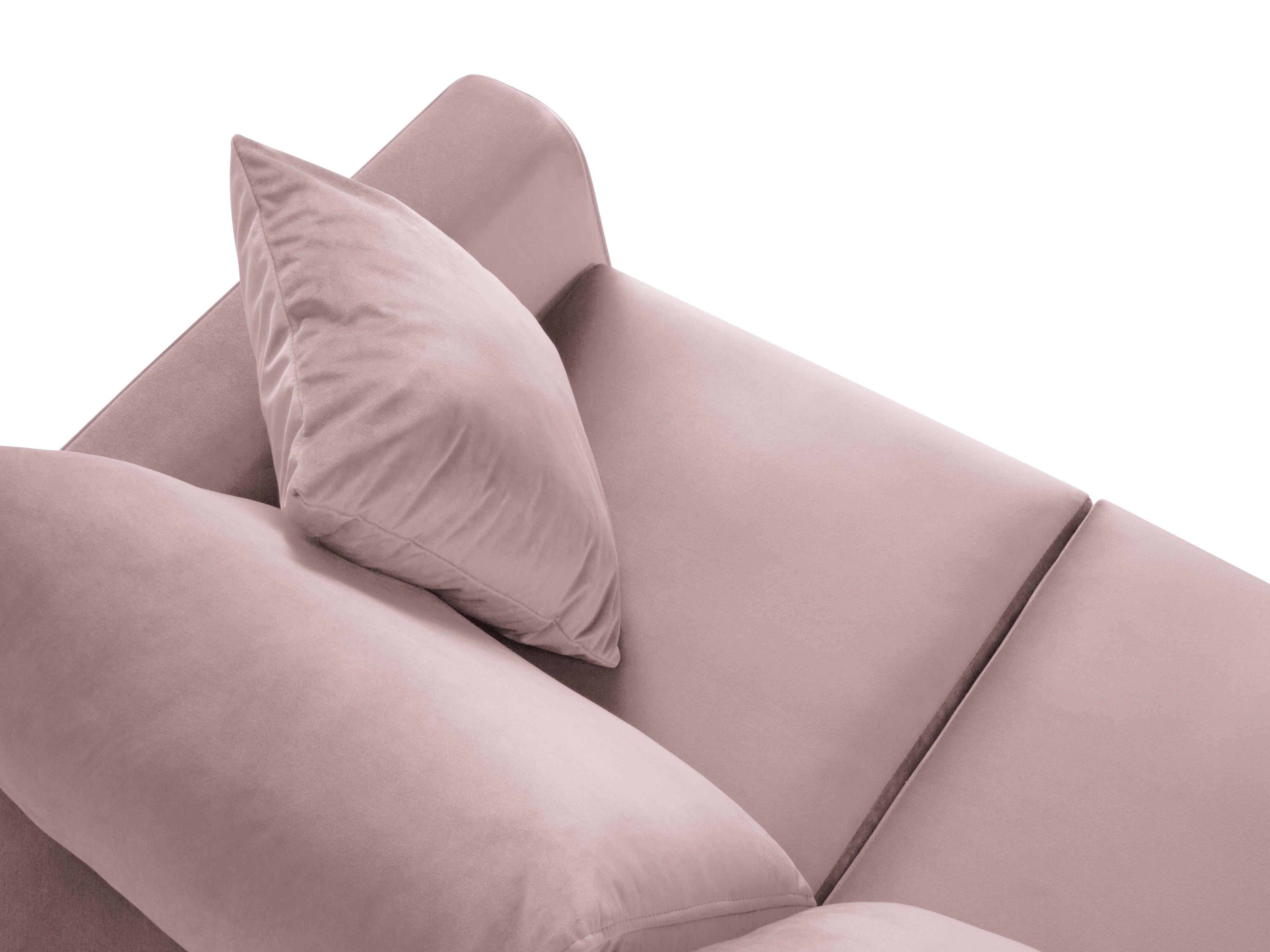 Narożnik lewostronny aksamitny z funkcją spania CARTADERA pudrowy róż ze złotą podstawą Mazzini Sofas Eye on Design