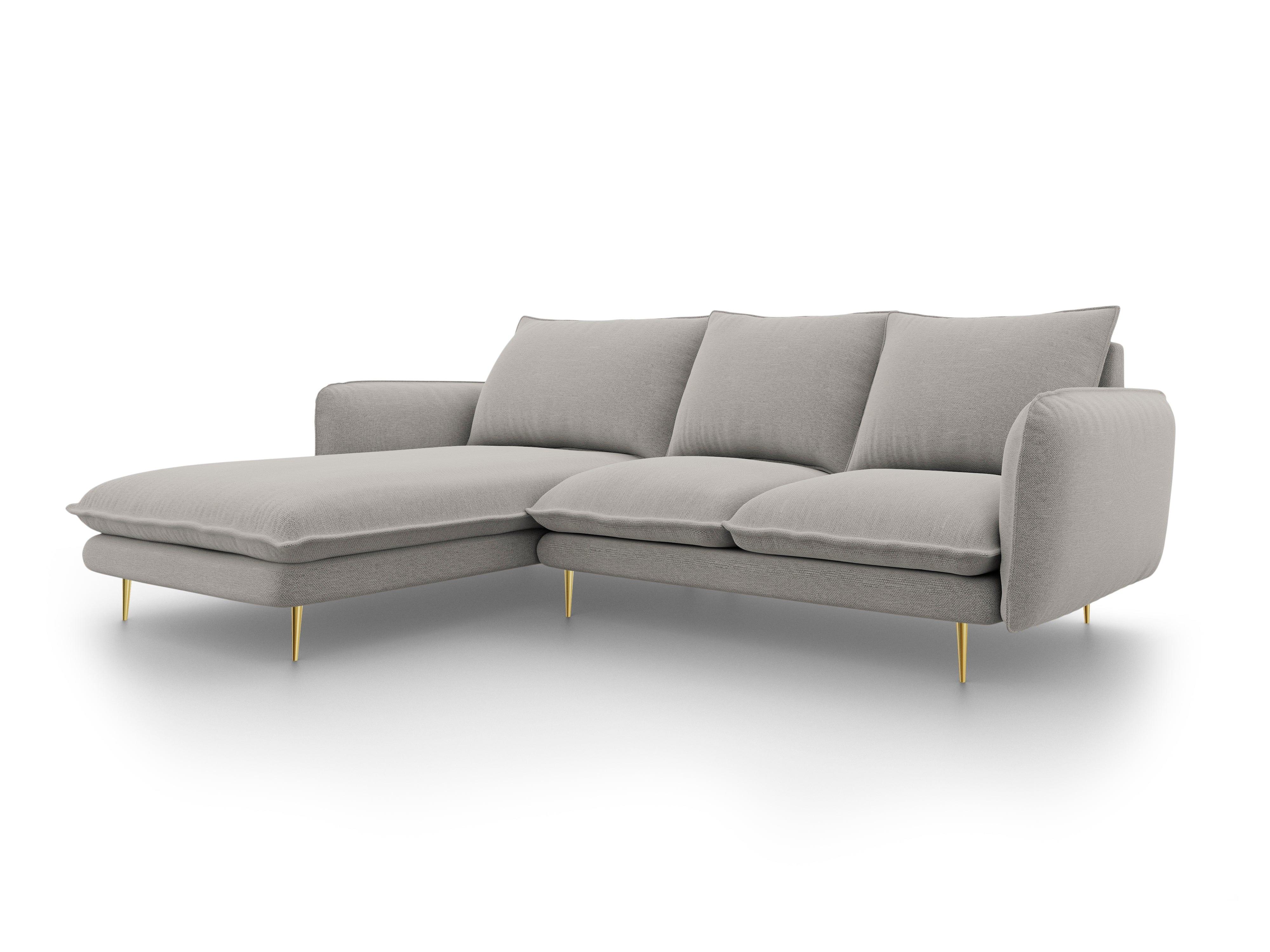 Narożnik lewostronny VIENNA jasnoszary ze złotą podstawą Cosmopolitan Design Eye on Design