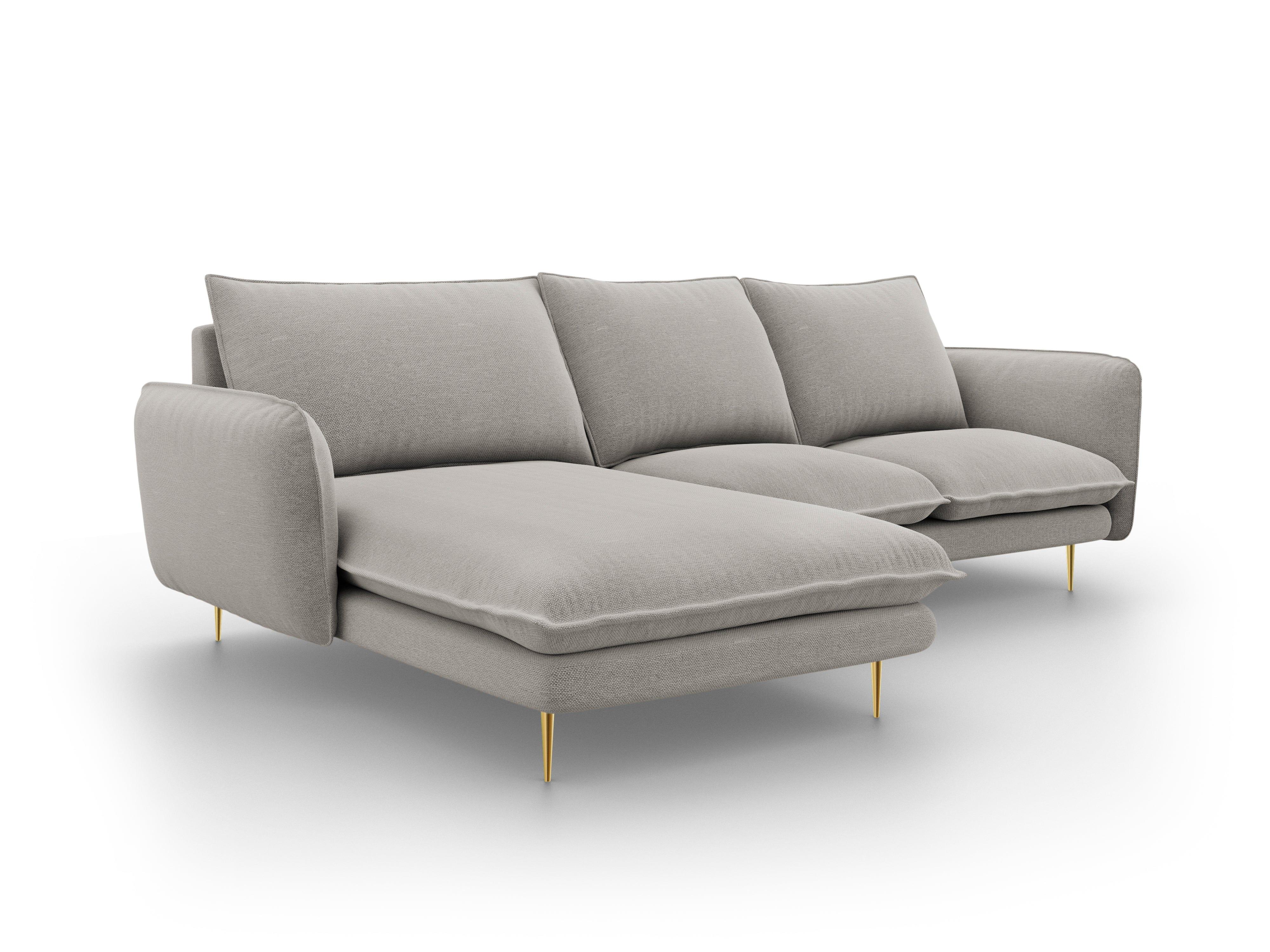 Narożnik lewostronny VIENNA jasnoszary ze złotą podstawą Cosmopolitan Design Eye on Design