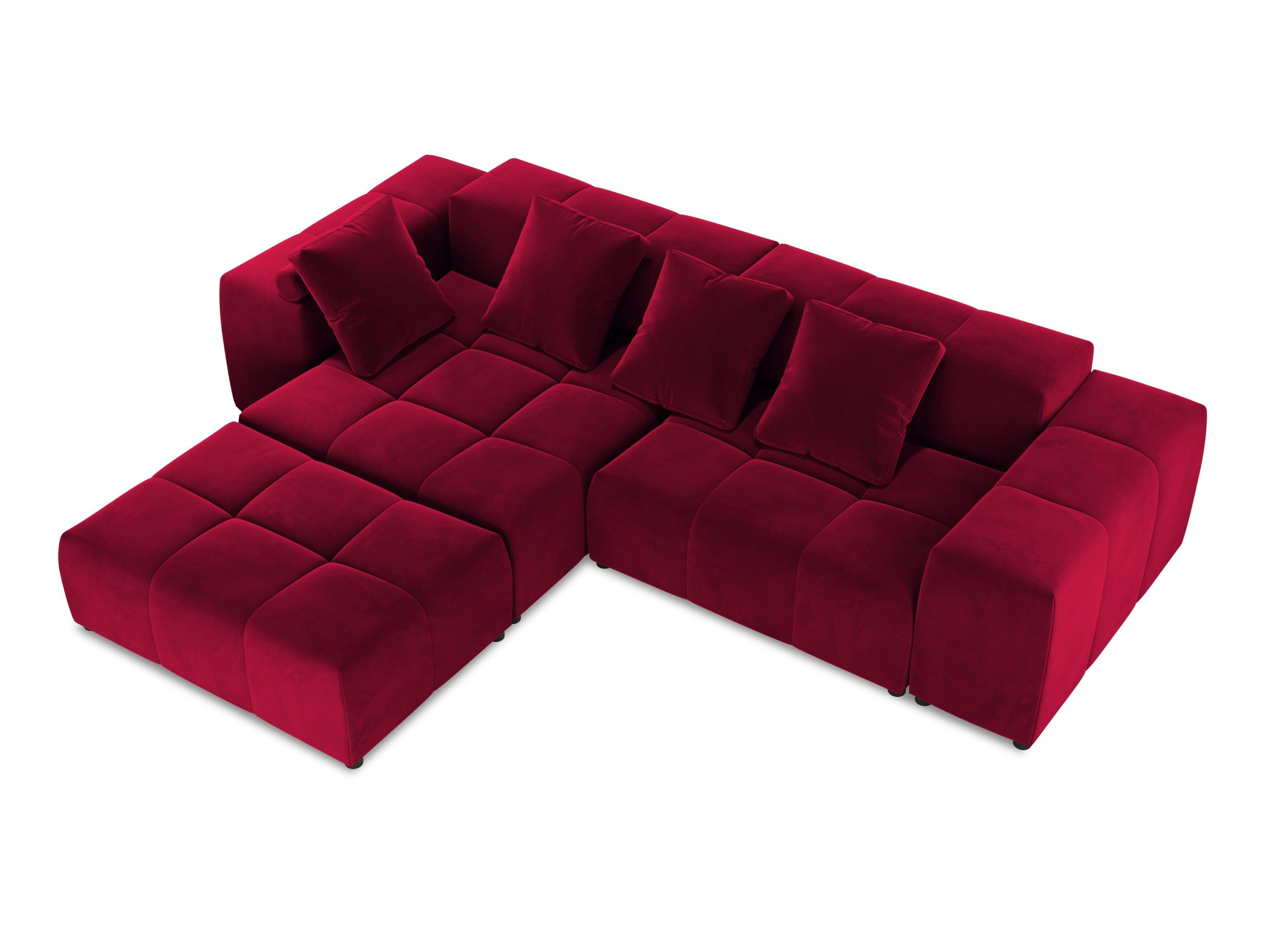 Narożnik modułowy aksamitny 5-osobowy ROME czerwony Cosmopolitan Design Eye on Design
