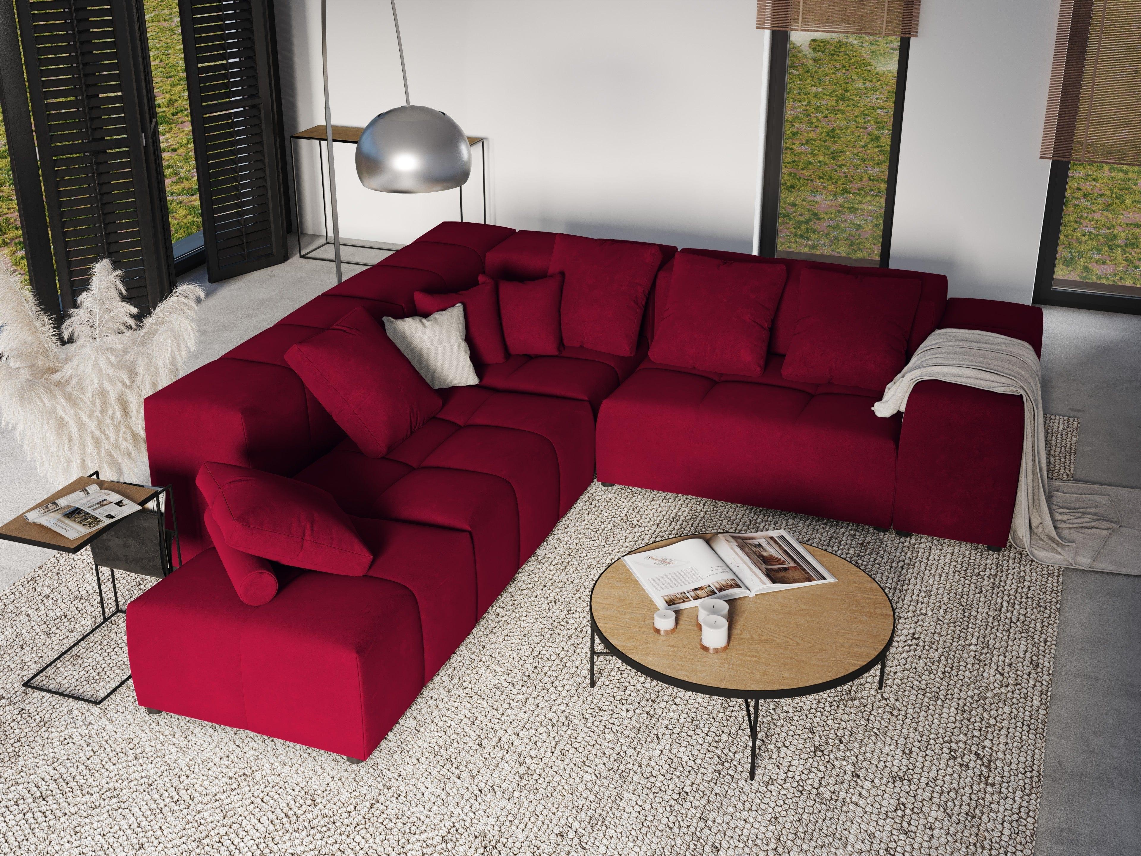 Narożnik modułowy aksamitny duży 5-osobowy ROME czerwony Cosmopolitan Design Eye on Design