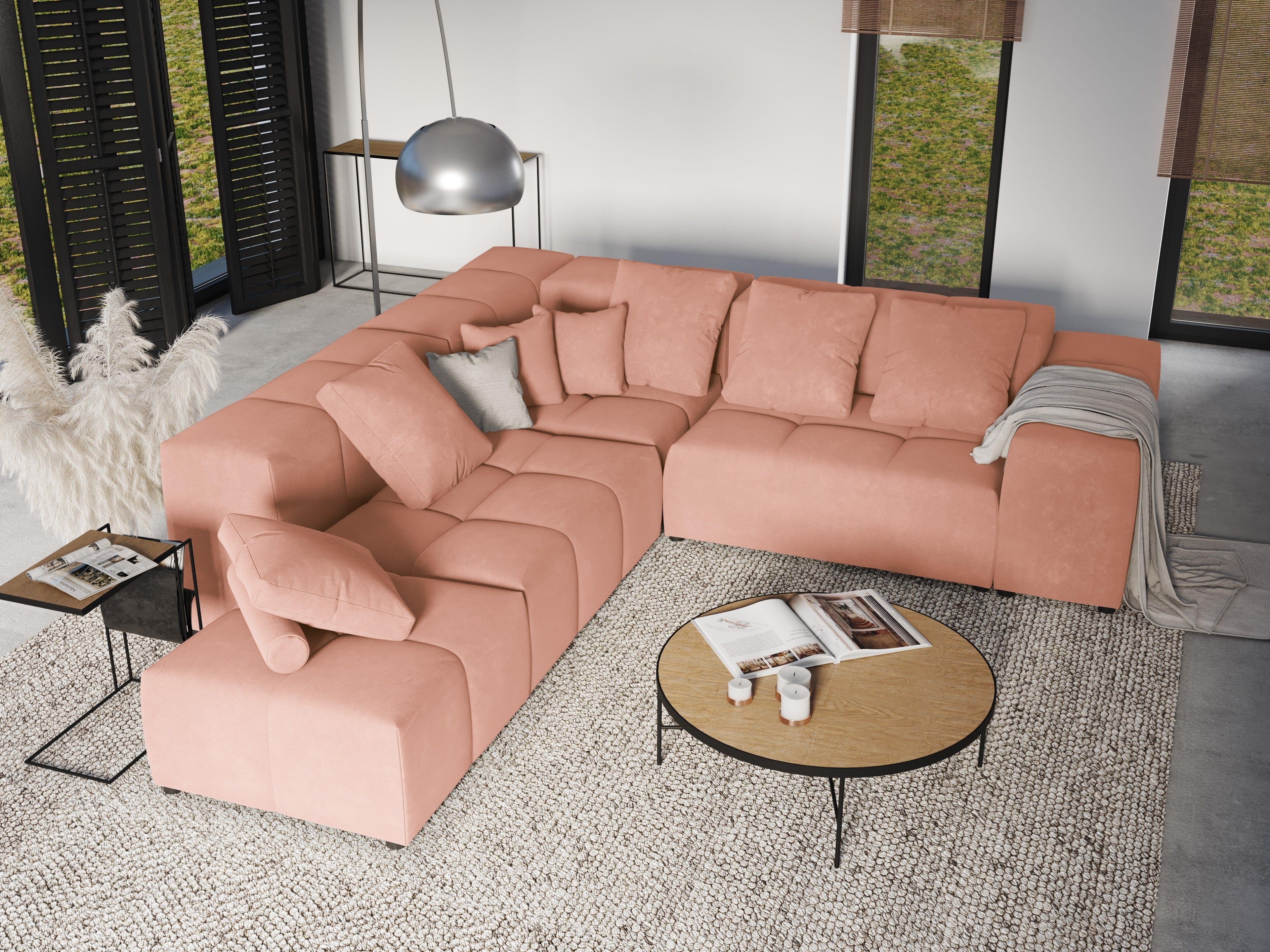 Narożnik modułowy aksamitny duży 5-osobowy ROME różowy Cosmopolitan Design Eye on Design