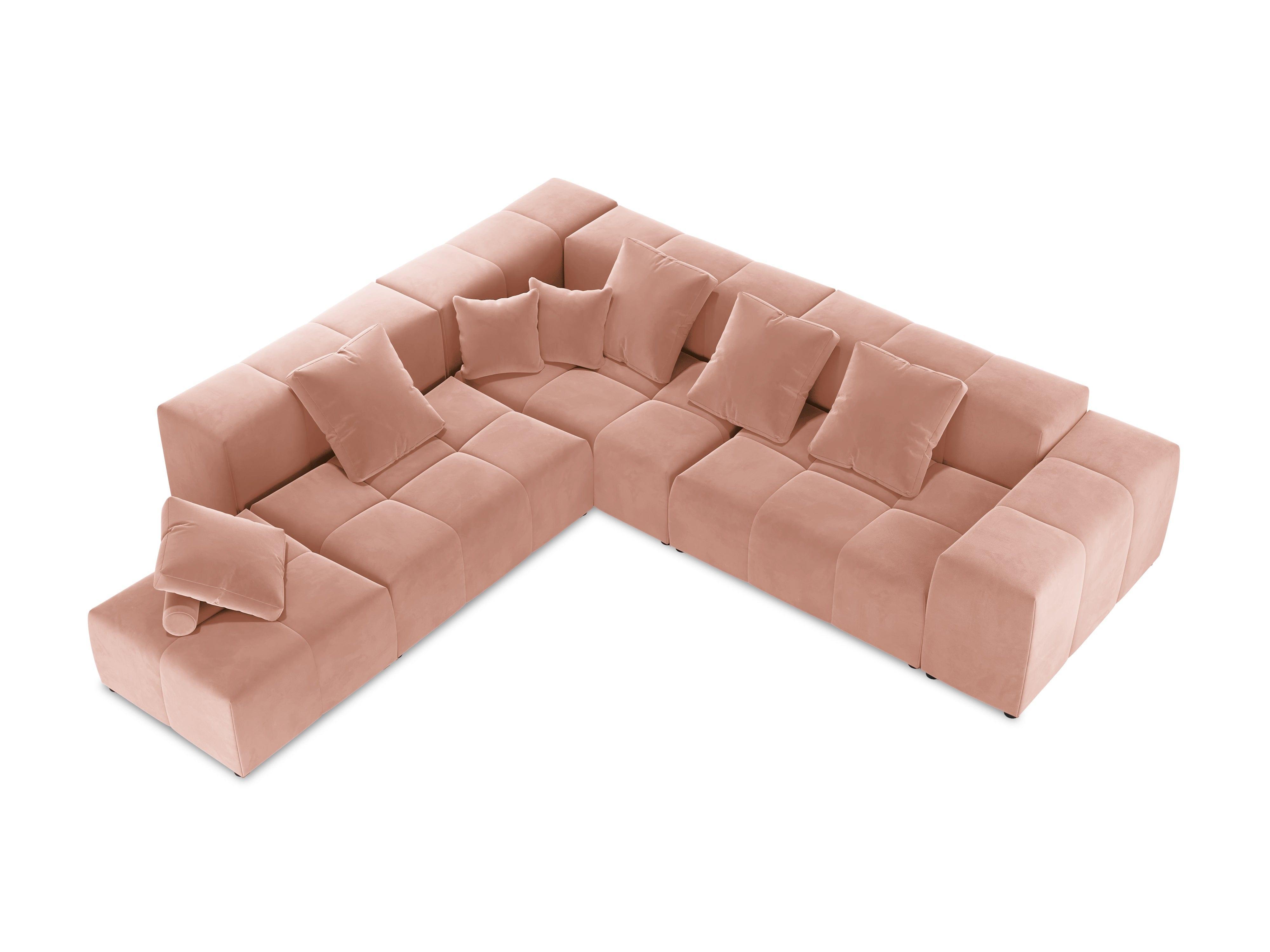 Narożnik modułowy aksamitny duży 5-osobowy ROME różowy Cosmopolitan Design Eye on Design