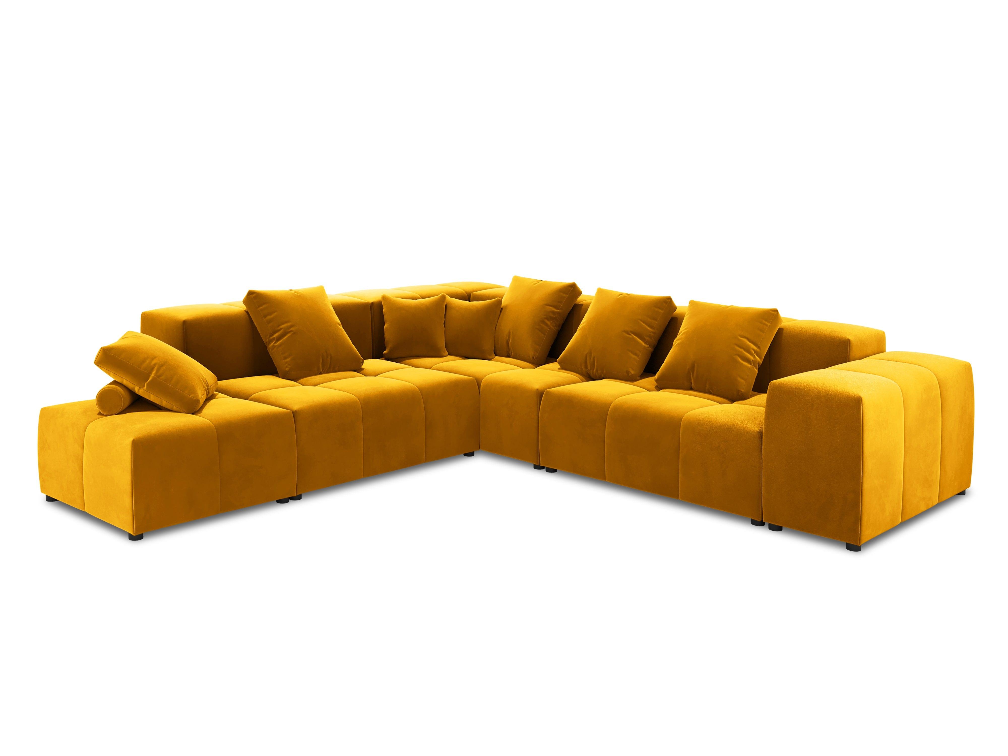Narożnik modułowy aksamitny duży 5-osobowy ROME żółty Cosmopolitan Design Eye on Design
