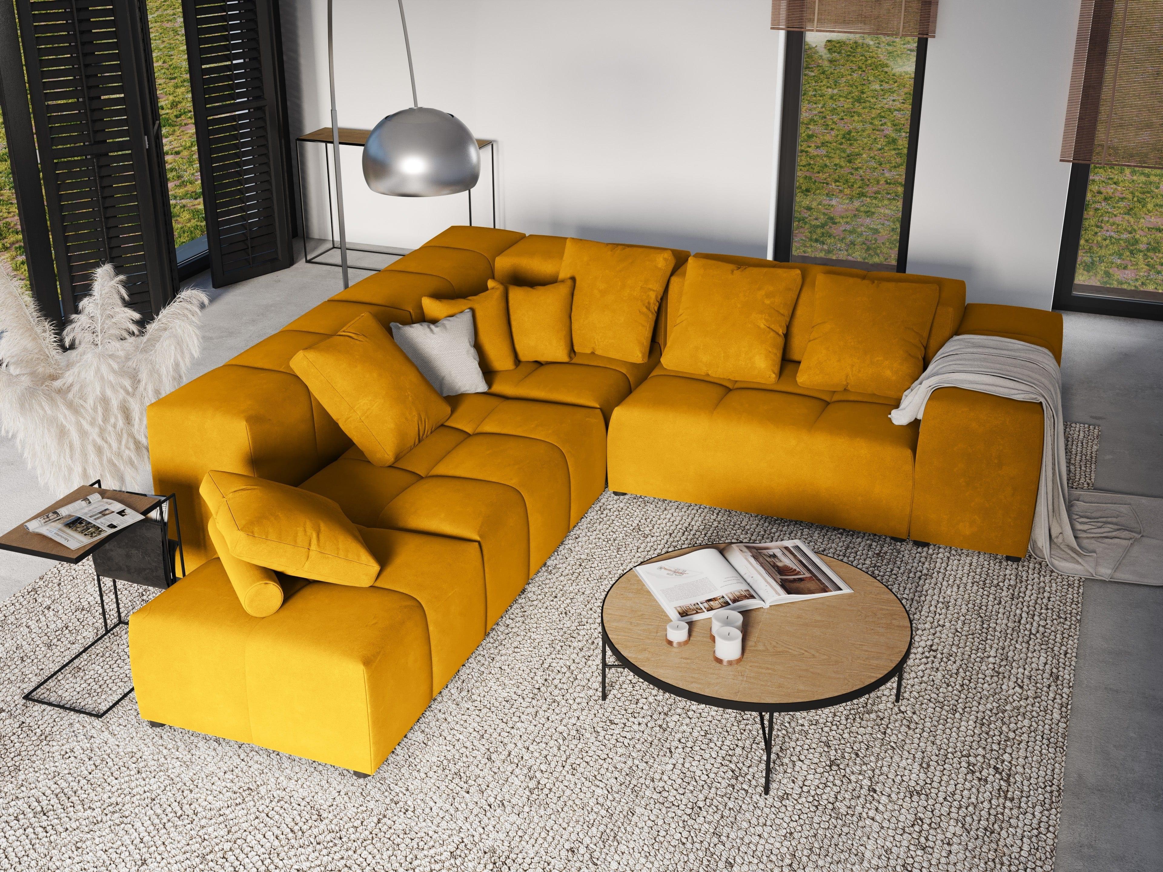 Narożnik modułowy aksamitny duży 5-osobowy ROME żółty Cosmopolitan Design Eye on Design