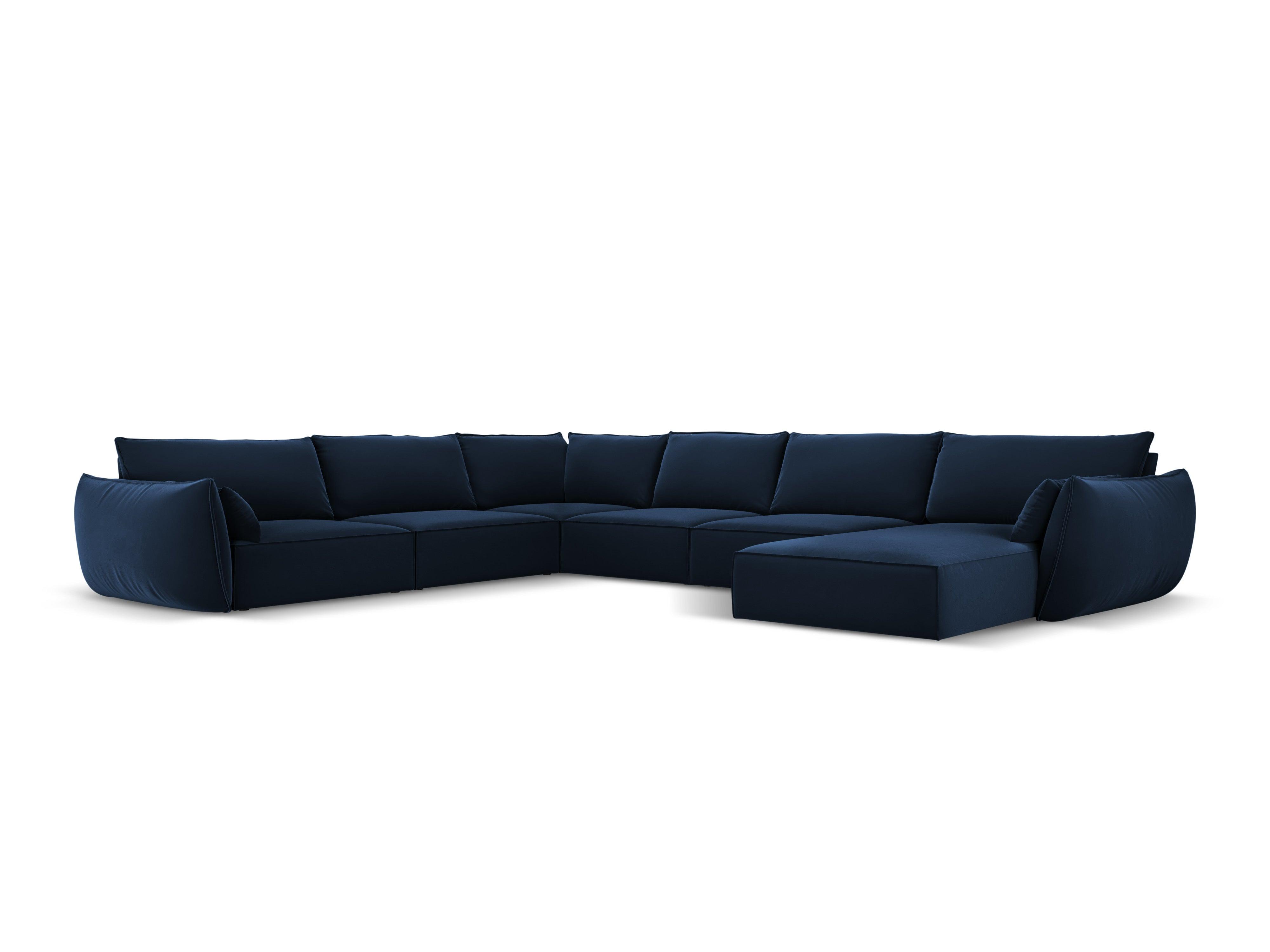 Narożnik panoramiczny aksamitny lewostronny VANDA granatowy Mazzini Sofas Eye on Design