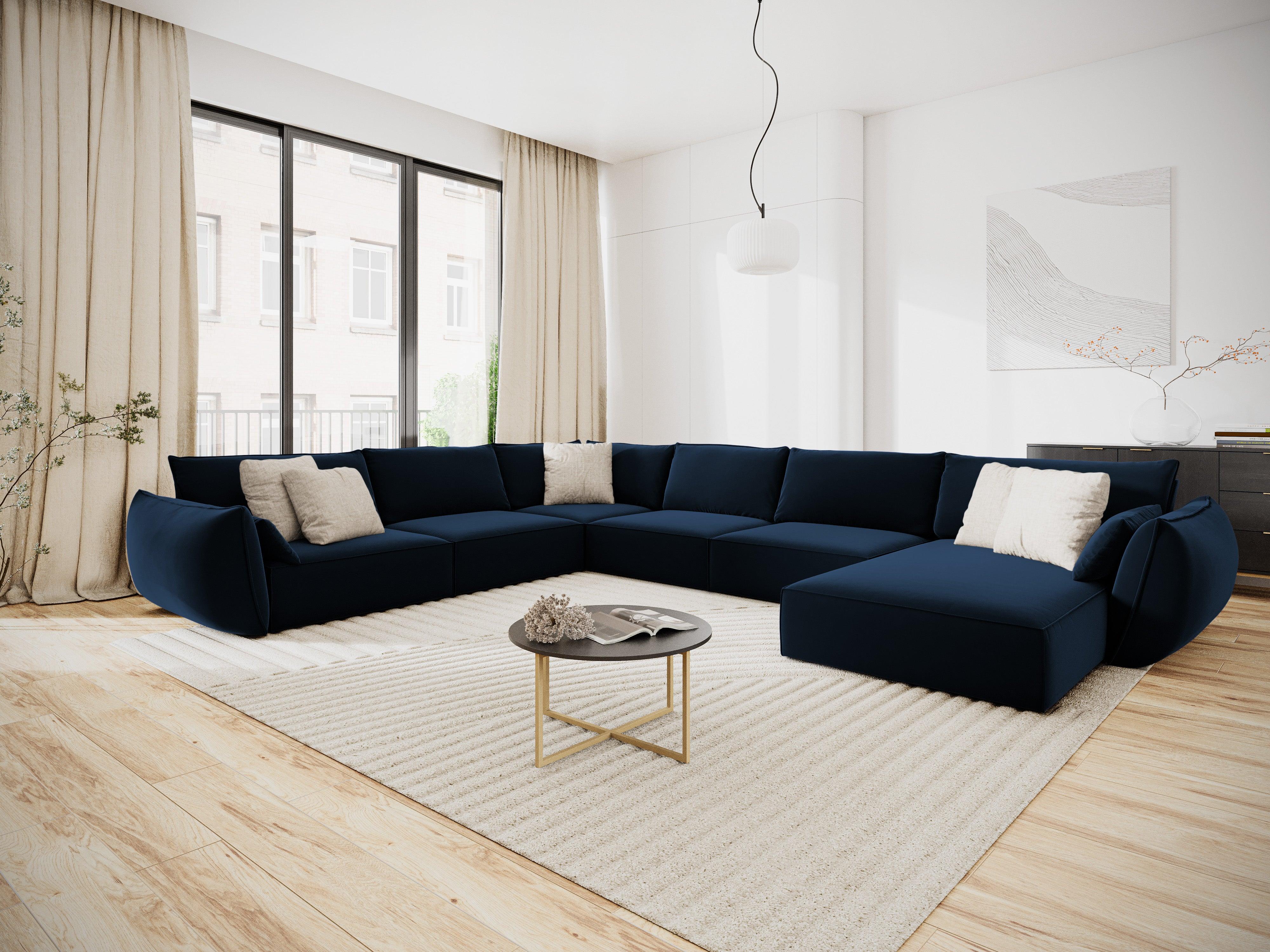 Narożnik panoramiczny aksamitny lewostronny VANDA granatowy Mazzini Sofas Eye on Design
