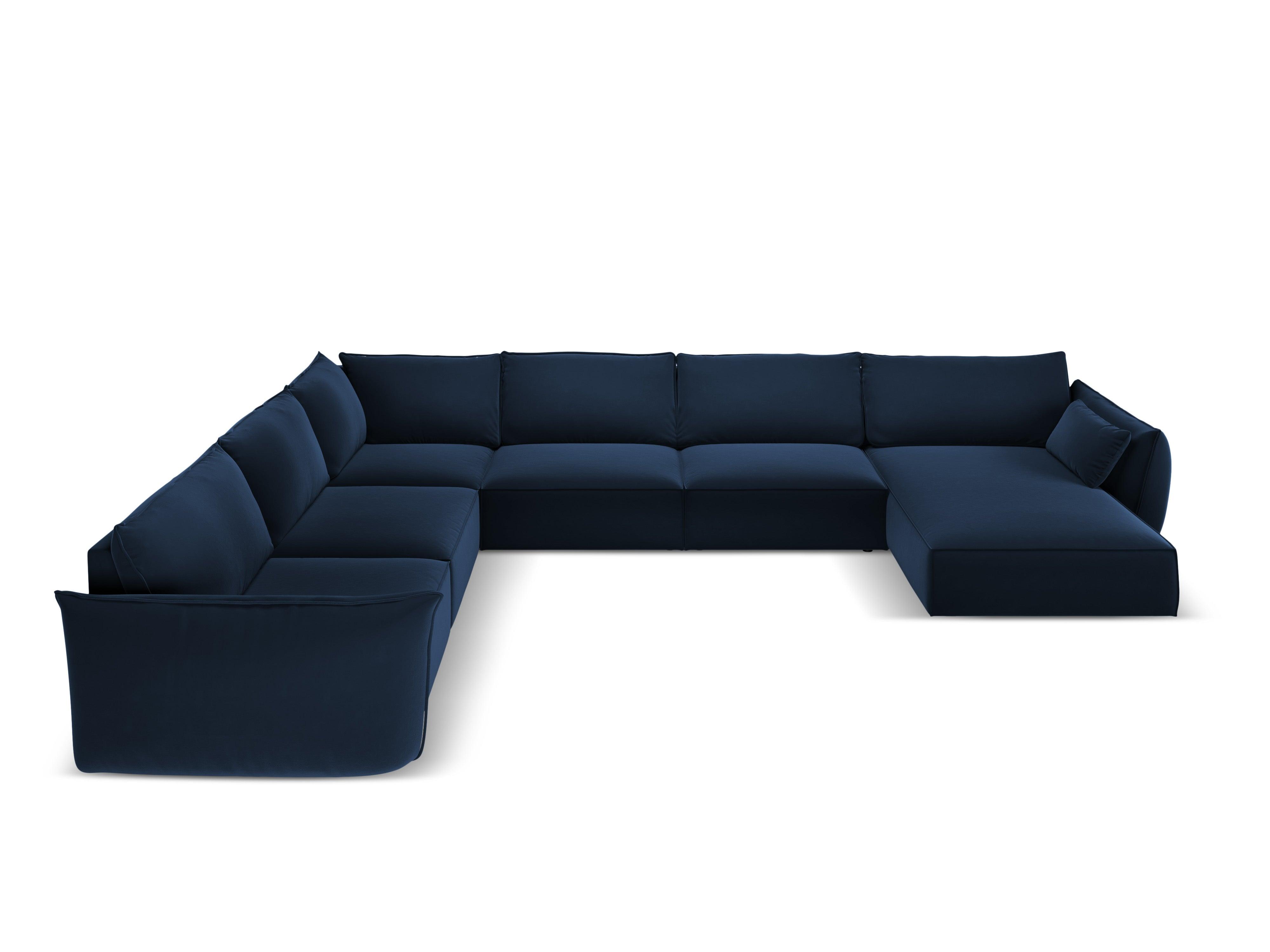 Narożnik panoramiczny aksamitny lewostronny VANDA granatowy Mazzini Sofas Eye on Design