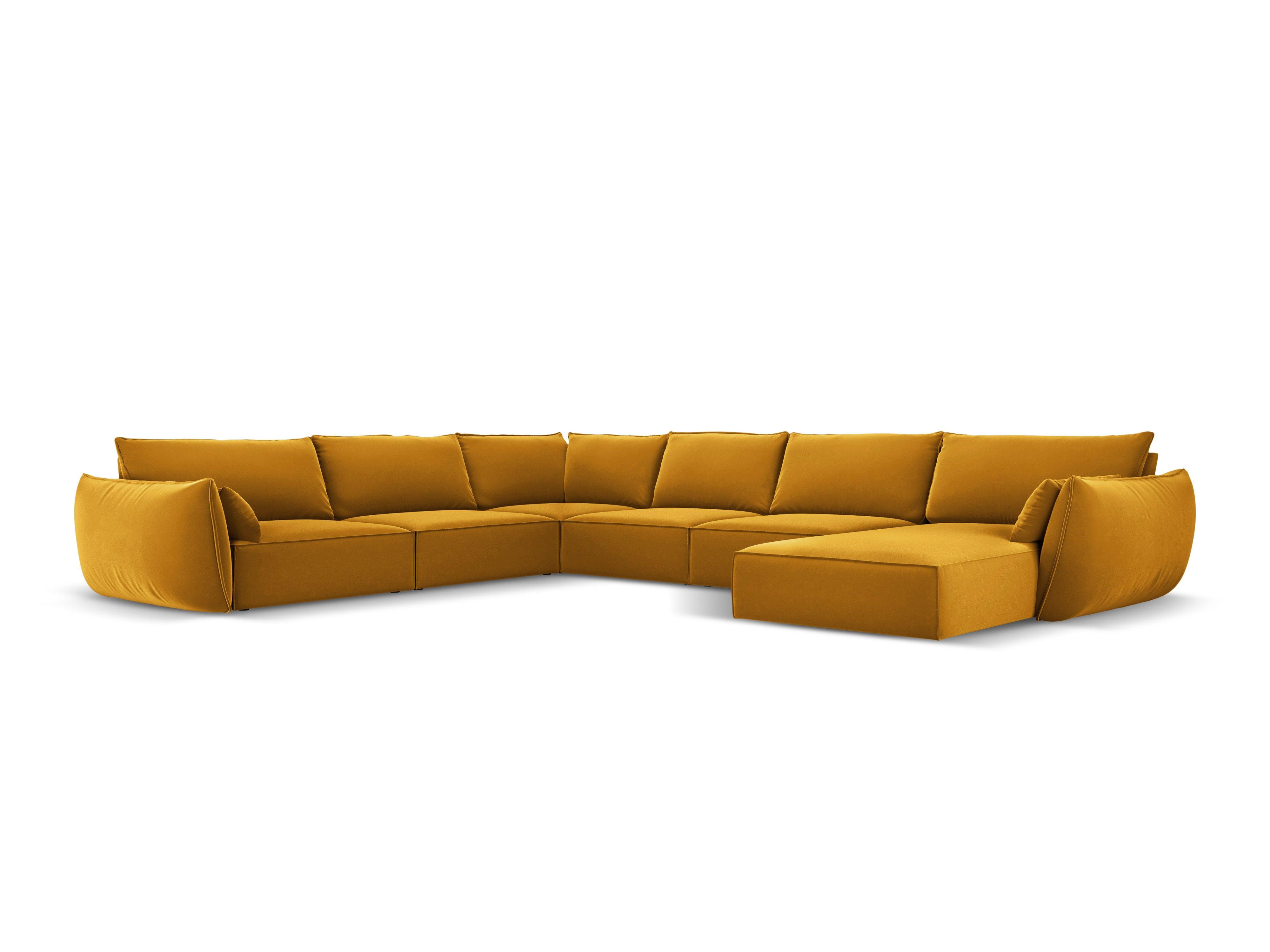 Narożnik panoramiczny aksamitny lewostronny VANDA musztardowy Mazzini Sofas Eye on Design