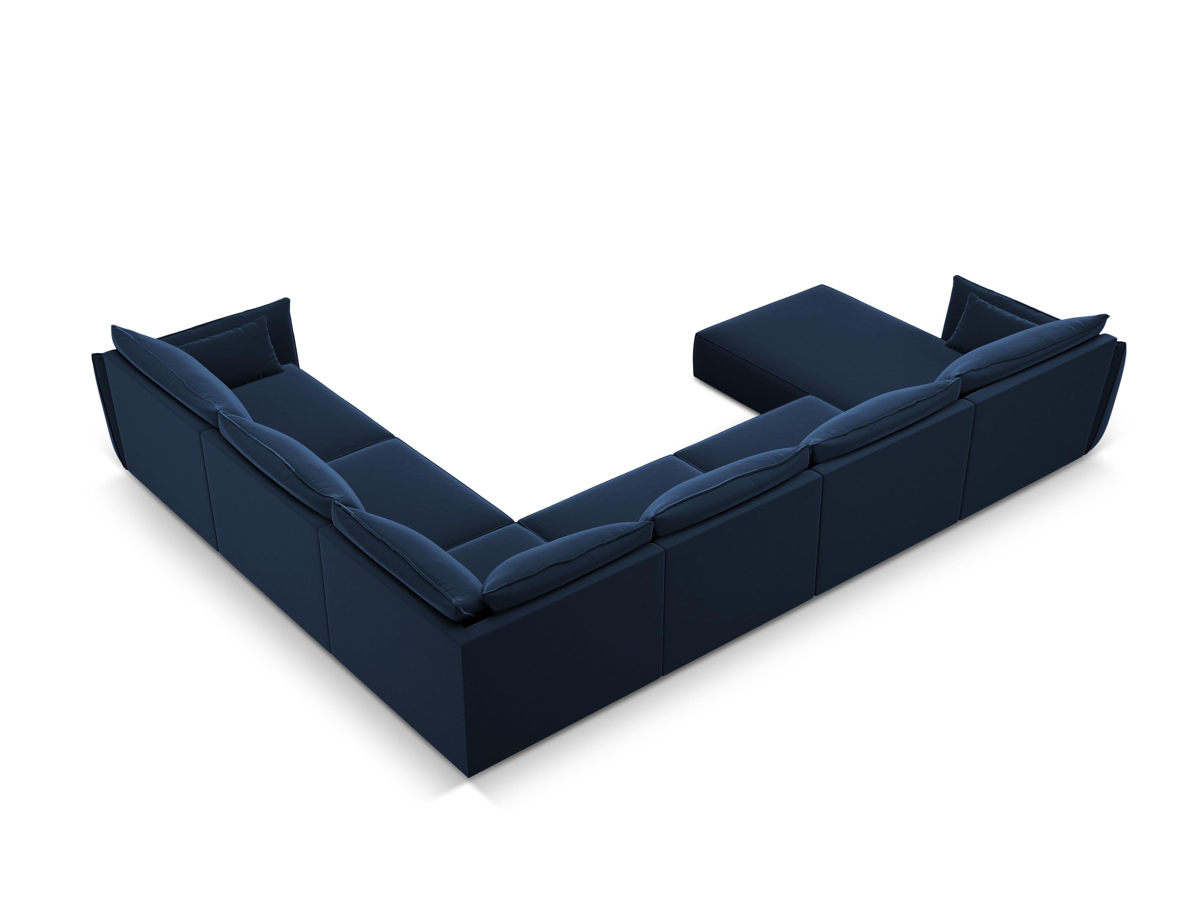 Narożnik panoramiczny aksamitny prawostronny VANDA granatowy Mazzini Sofas Eye on Design