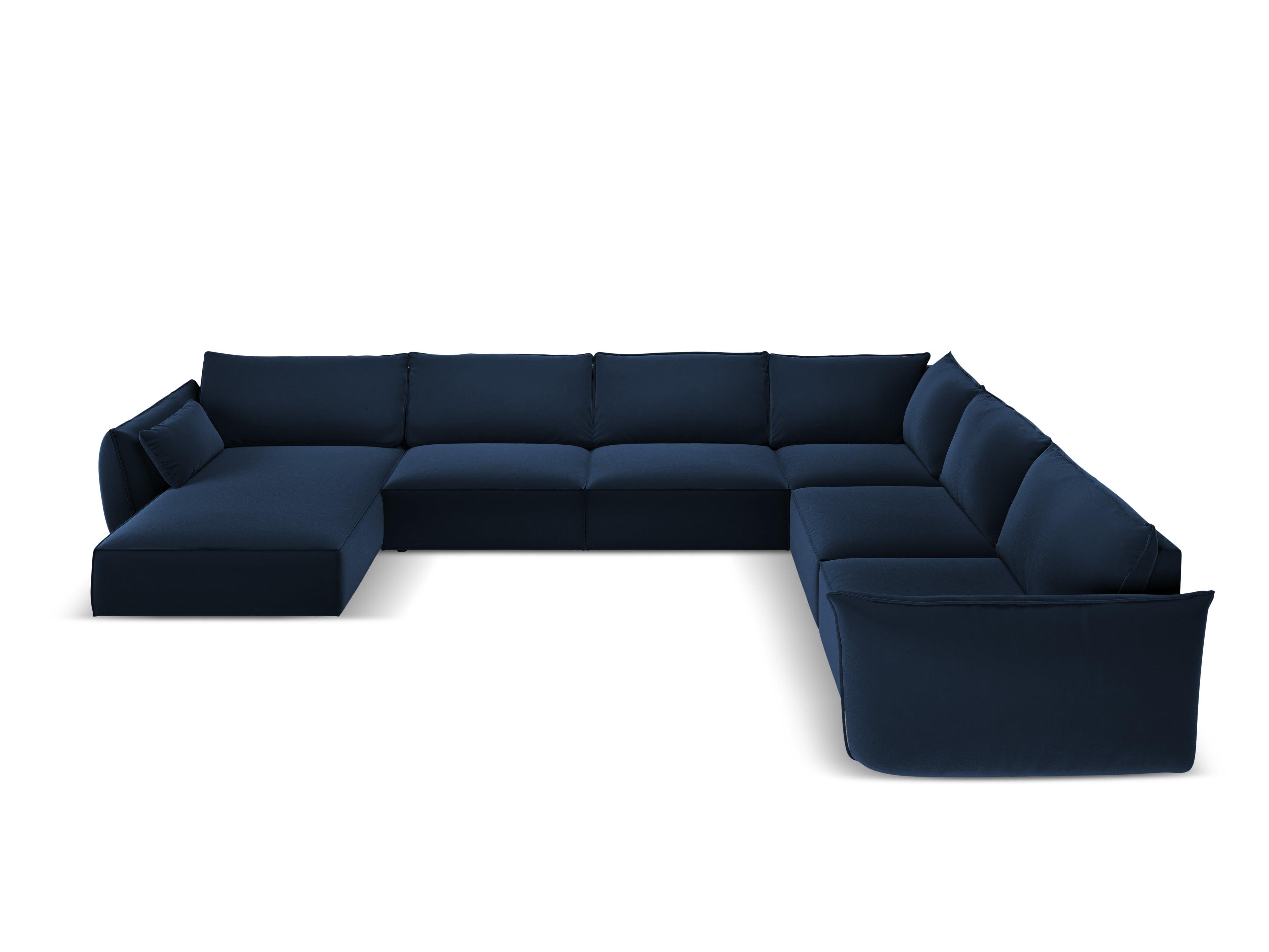 Narożnik panoramiczny aksamitny prawostronny VANDA granatowy Mazzini Sofas Eye on Design