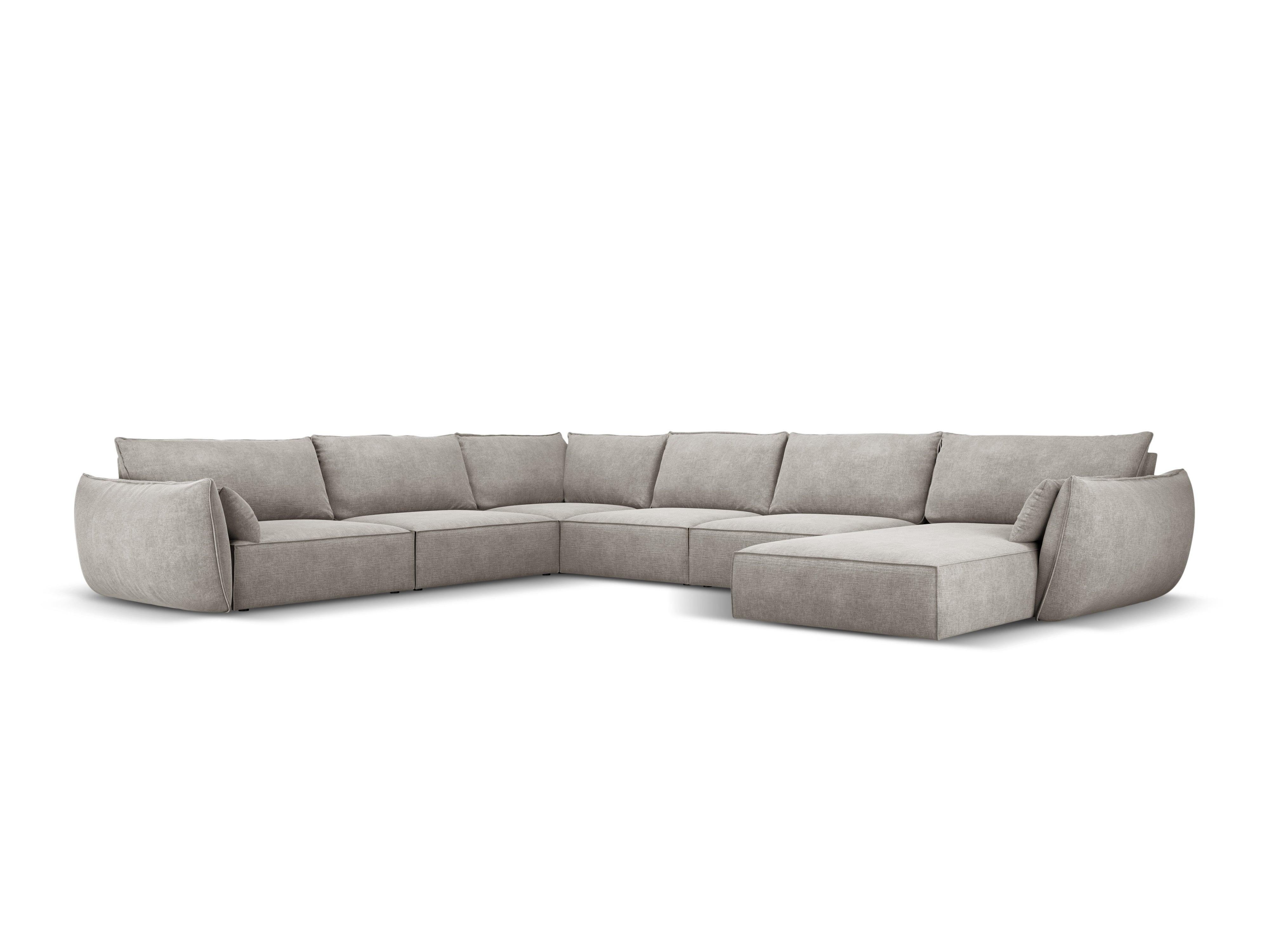 Narożnik panoramiczny w tkaninie szenilowej lewostronny VANDA jasnoszary Mazzini Sofas Eye on Design