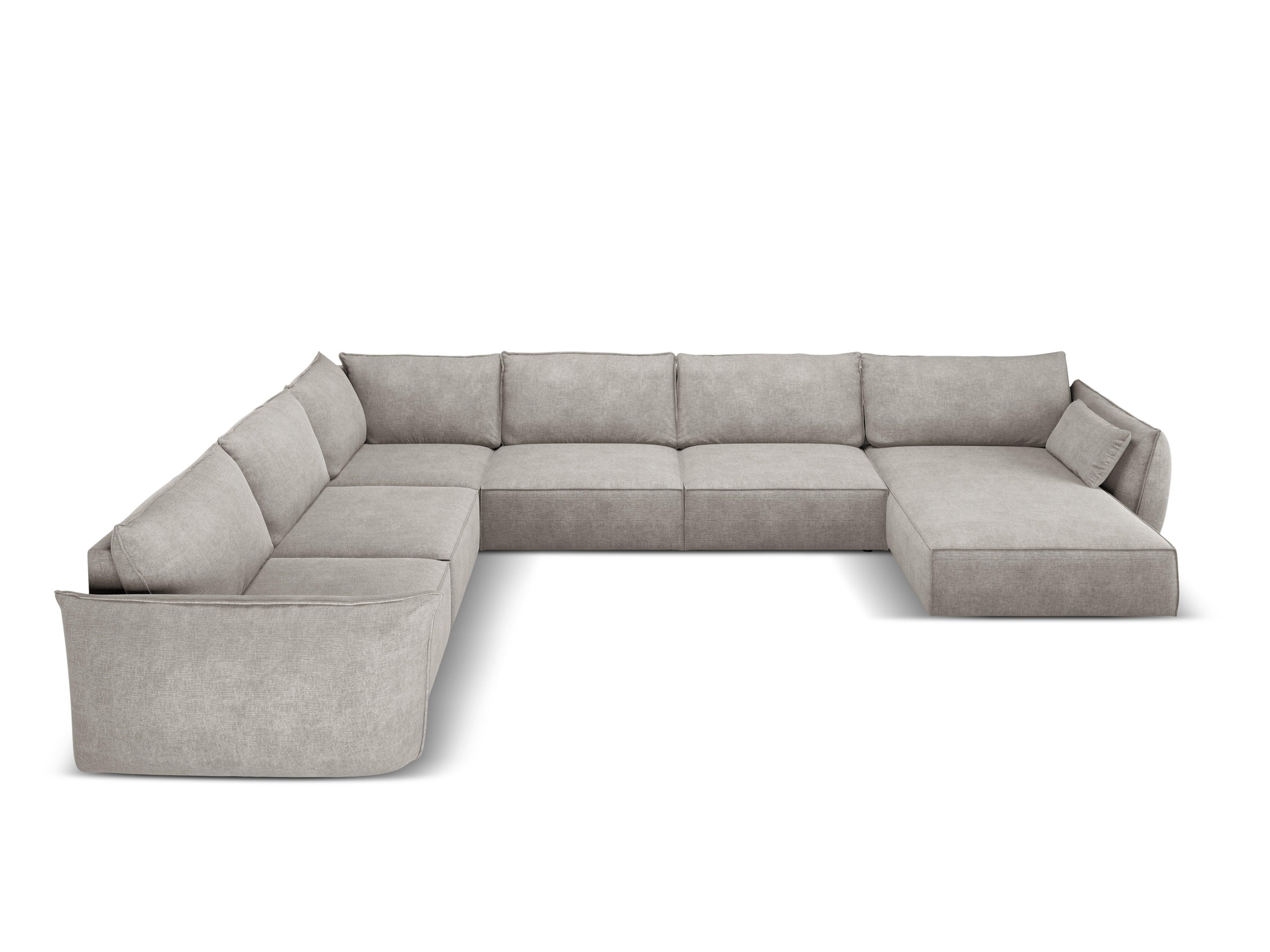 Narożnik panoramiczny w tkaninie szenilowej lewostronny VANDA jasnoszary Mazzini Sofas Eye on Design