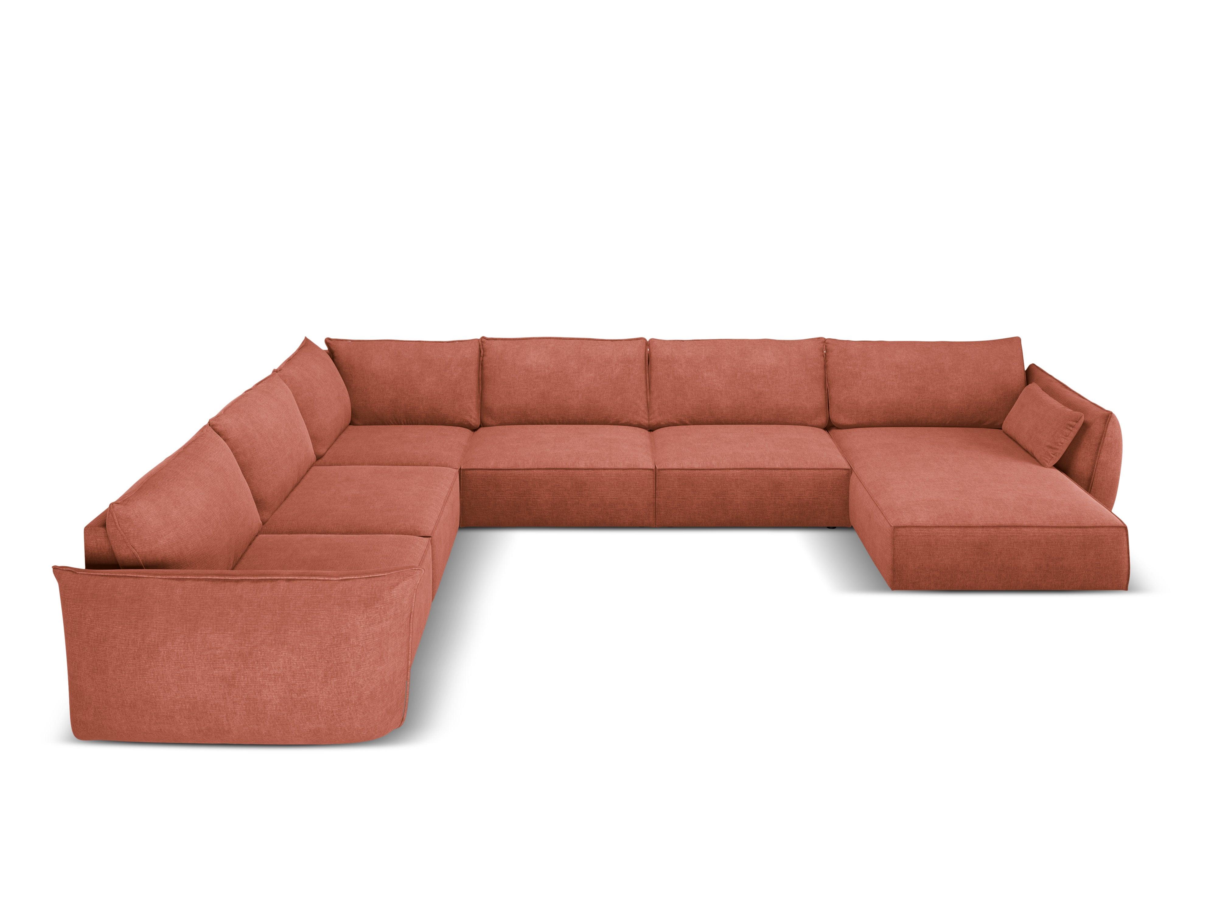 Narożnik panoramiczny w tkaninie szenilowej lewostronny VANDA terracotta Mazzini Sofas Eye on Design