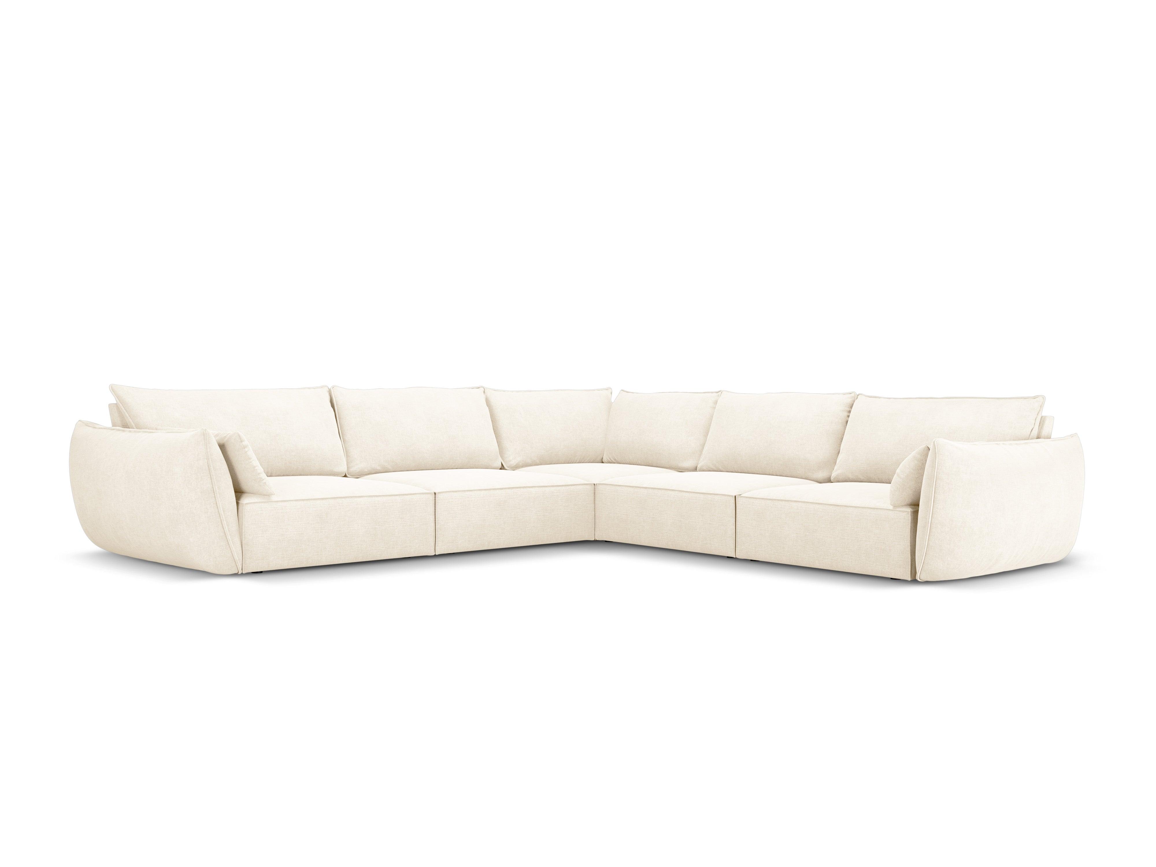 Narożnik symetryczny w tkaninie szenilowej VANDA jasnobeżowy Mazzini Sofas Eye on Design