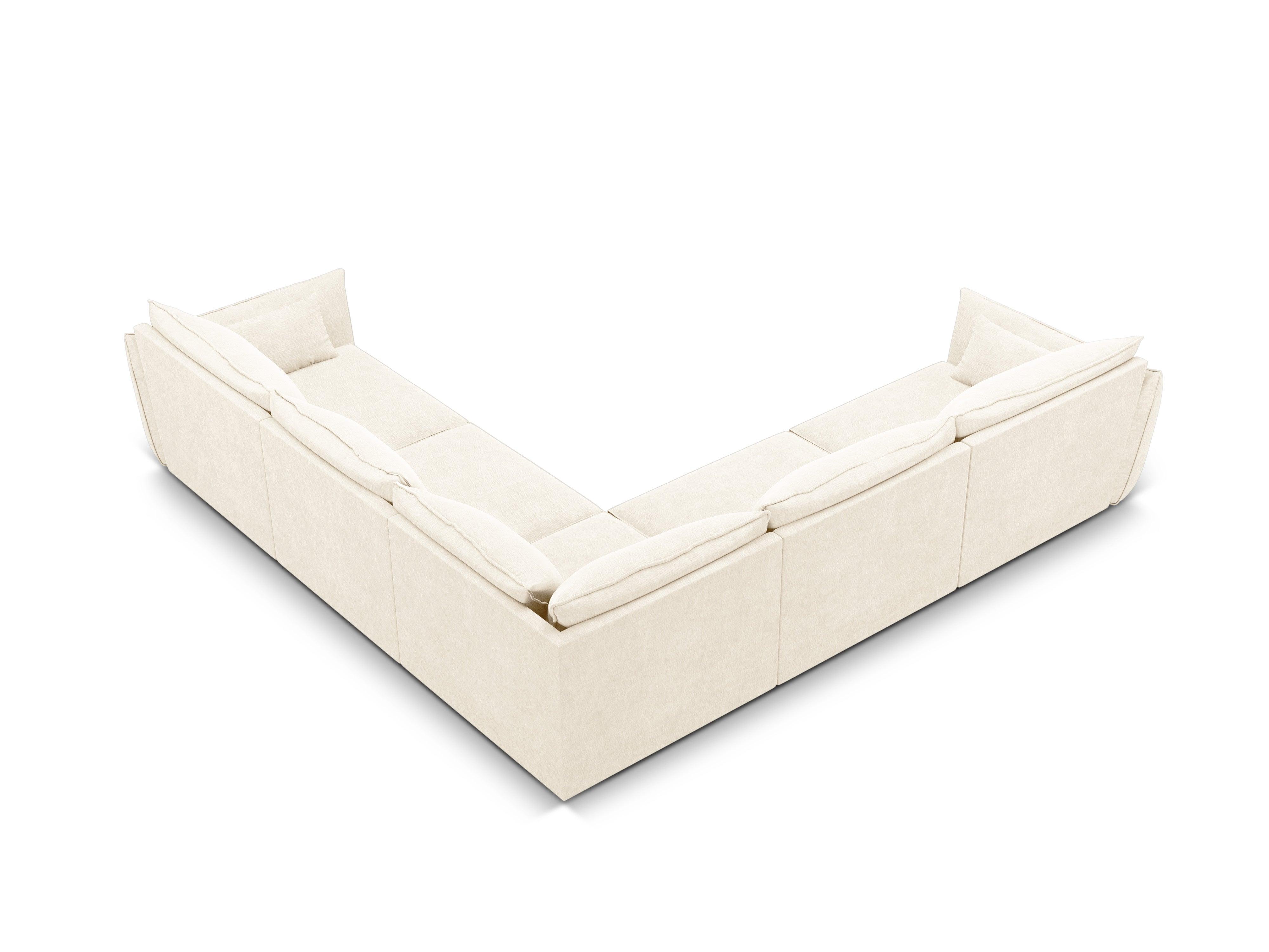 Narożnik symetryczny w tkaninie szenilowej VANDA jasnobeżowy Mazzini Sofas Eye on Design