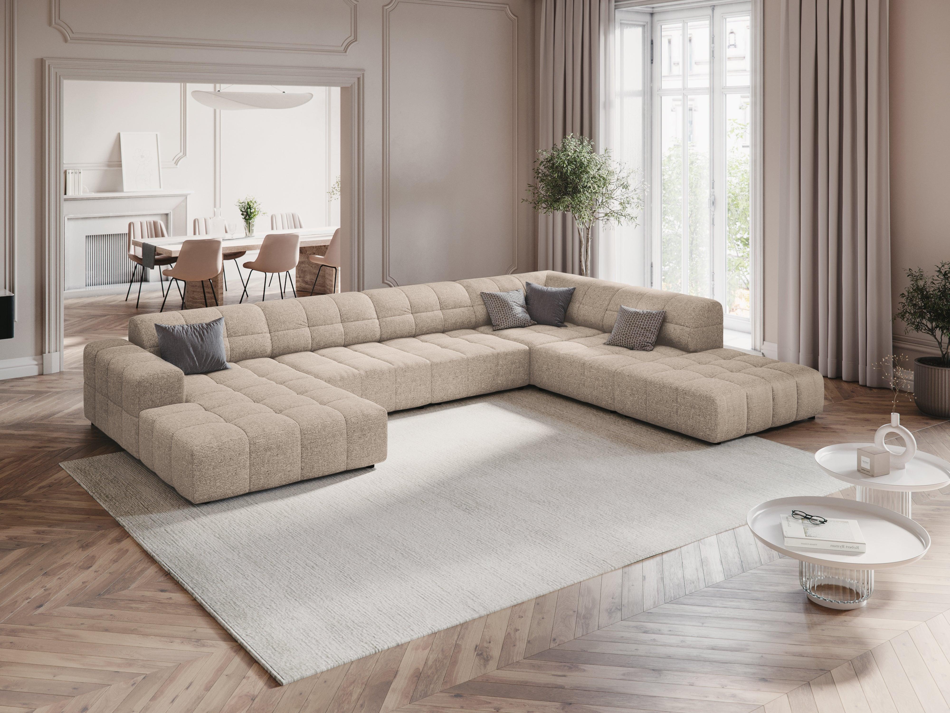 Narożnik w kształcie U prawostronny CHICAGO beżowy szenil Cosmopolitan Design Eye on Design