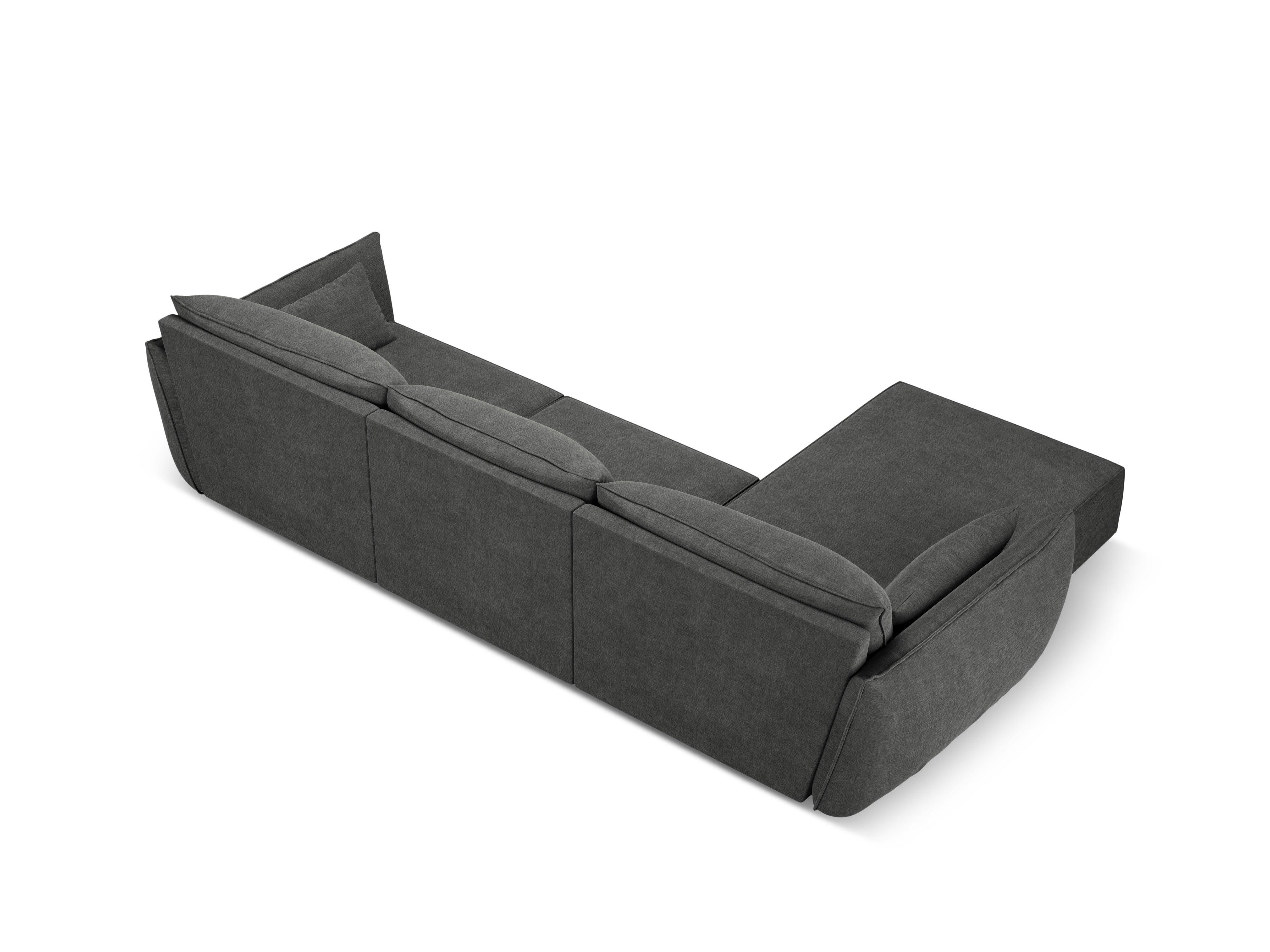 Narożnik w tkaninie szenilowej lewostronny 4-osobowy VANDA ciemnoszary Mazzini Sofas Eye on Design
