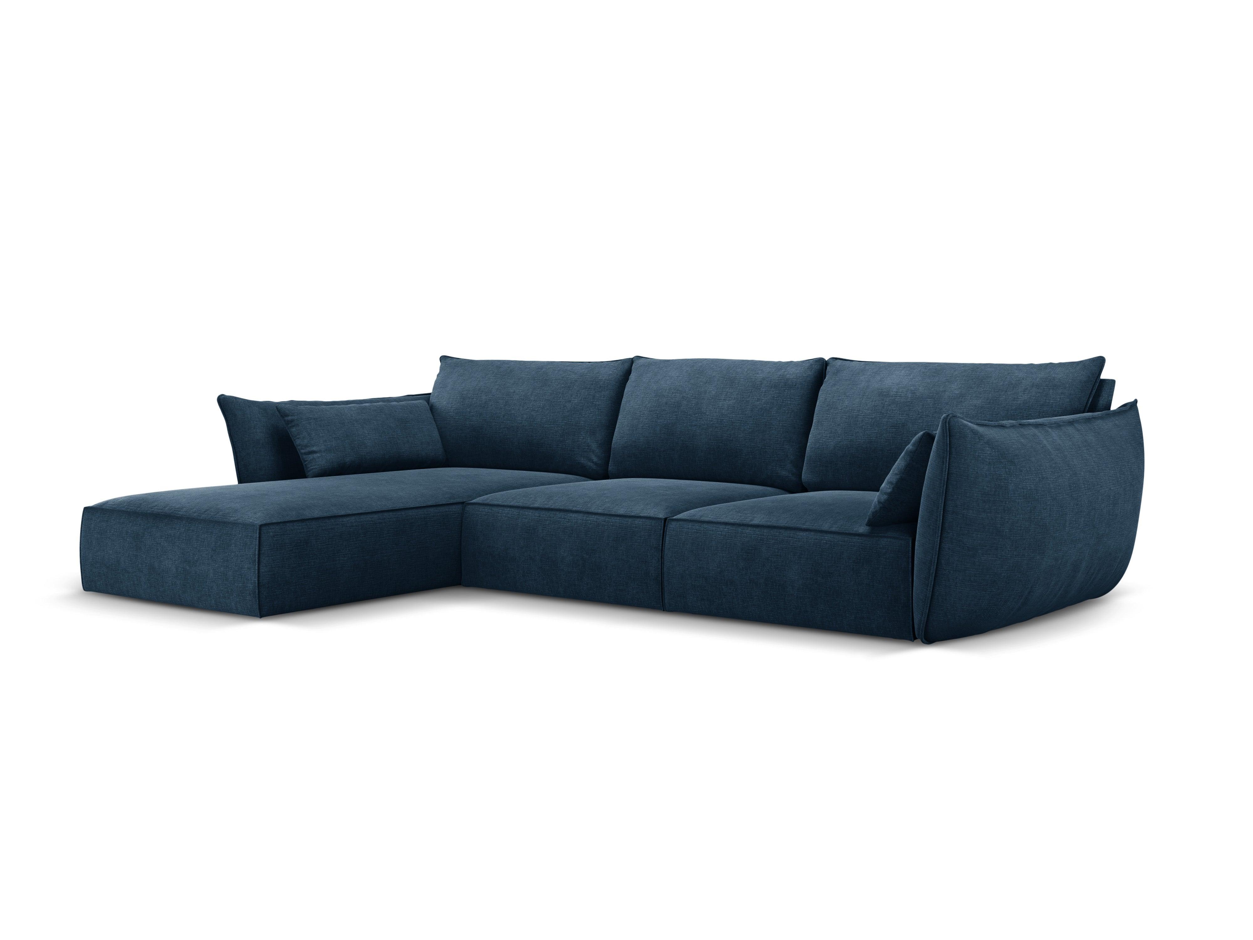 Narożnik w tkaninie szenilowej lewostronny 4-osobowy VANDA granat królewski Mazzini Sofas Eye on Design