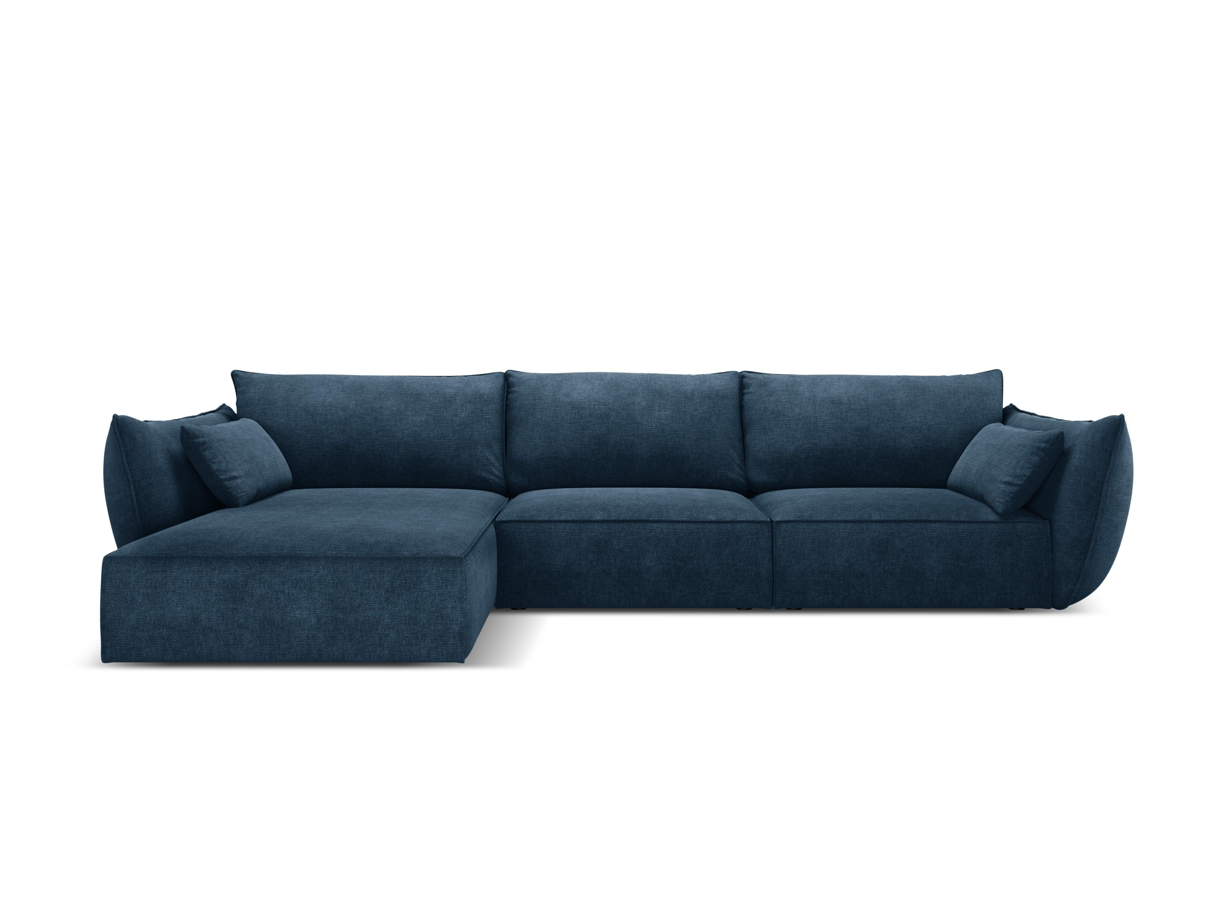 Narożnik w tkaninie szenilowej lewostronny 4-osobowy VANDA granat królewski Mazzini Sofas Eye on Design