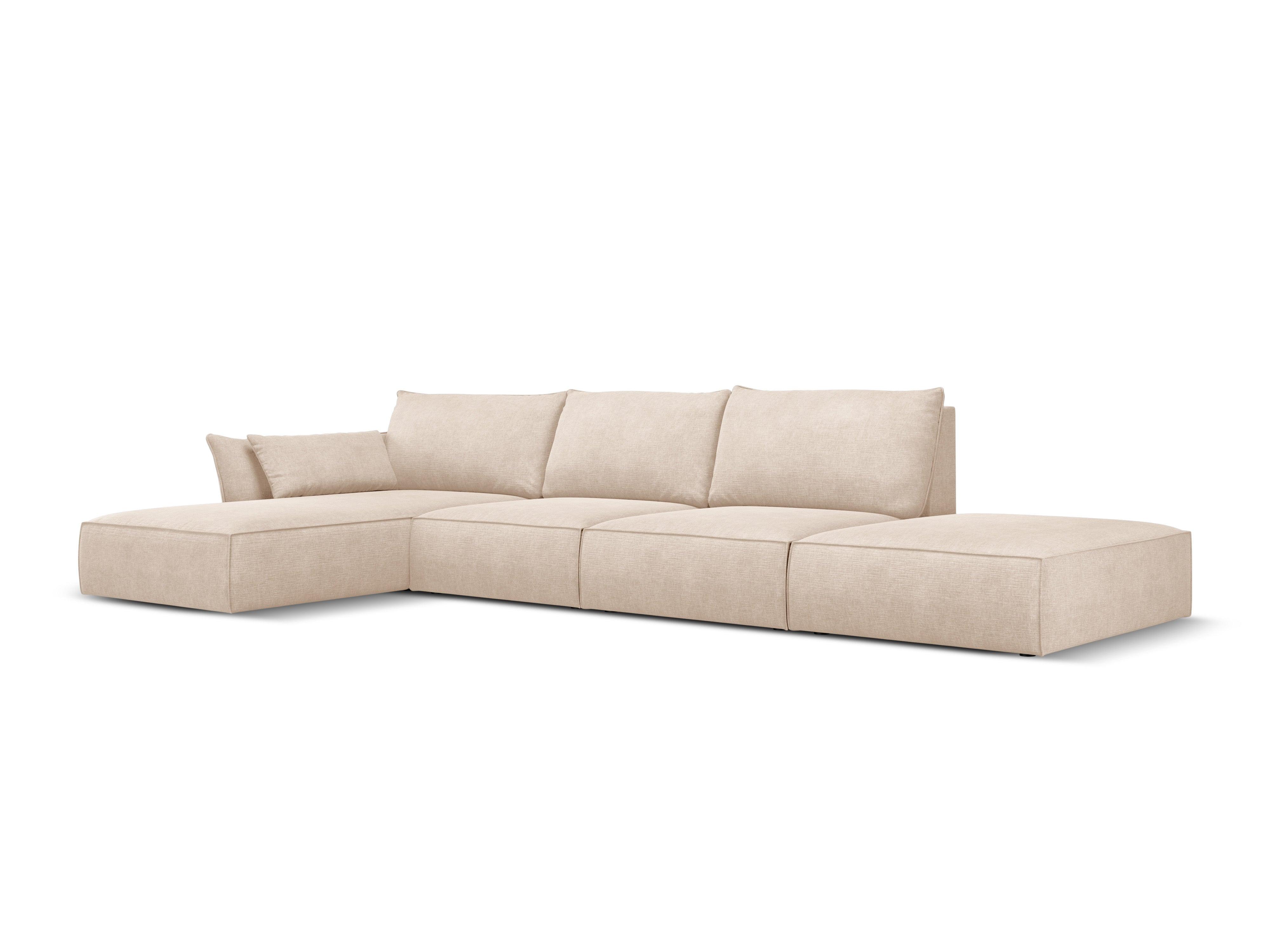 Narożnik w tkaninie szenilowej lewostronny otwarty VANDA beżowy Mazzini Sofas Eye on Design