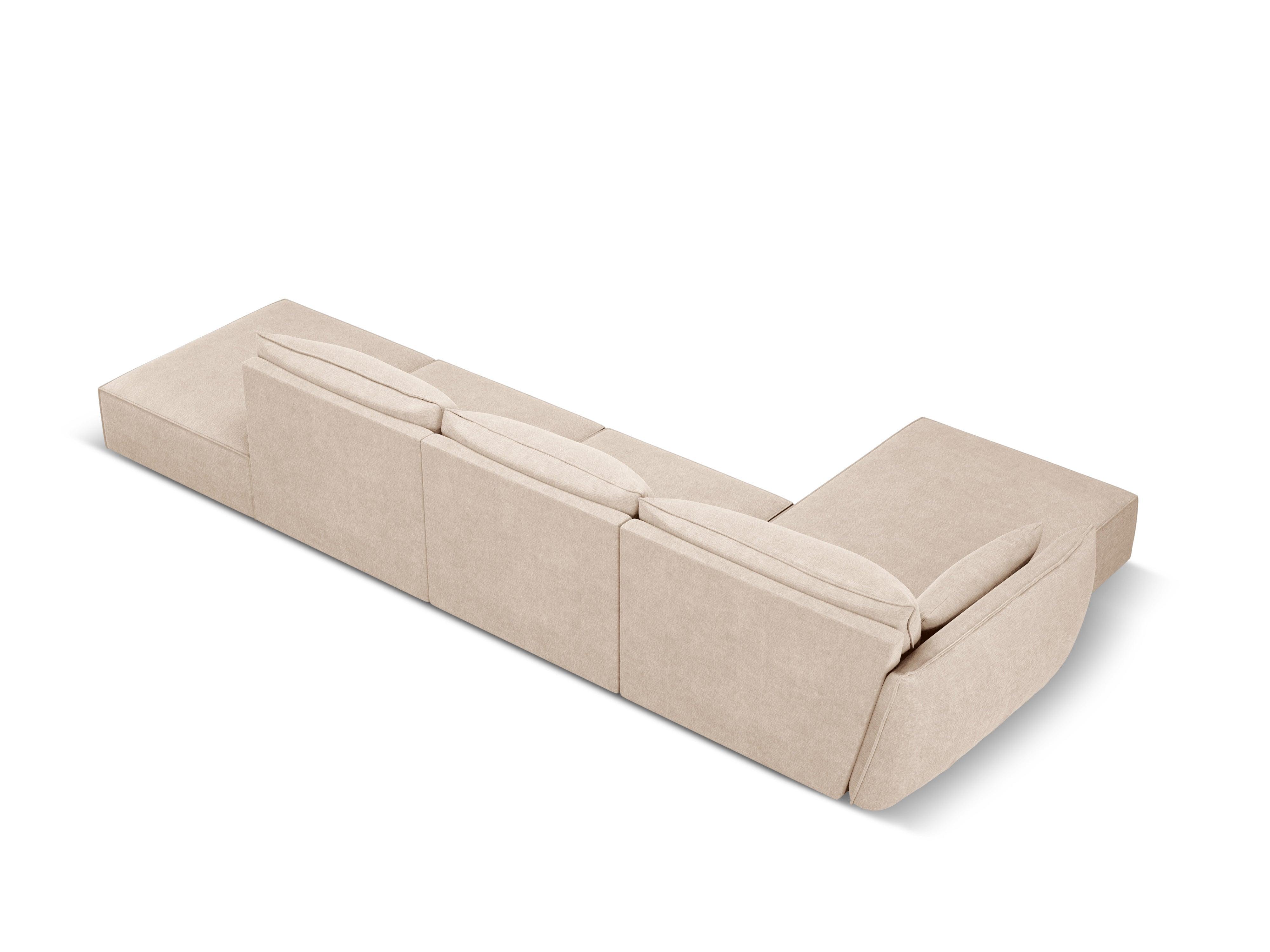 Narożnik w tkaninie szenilowej lewostronny otwarty VANDA beżowy Mazzini Sofas Eye on Design