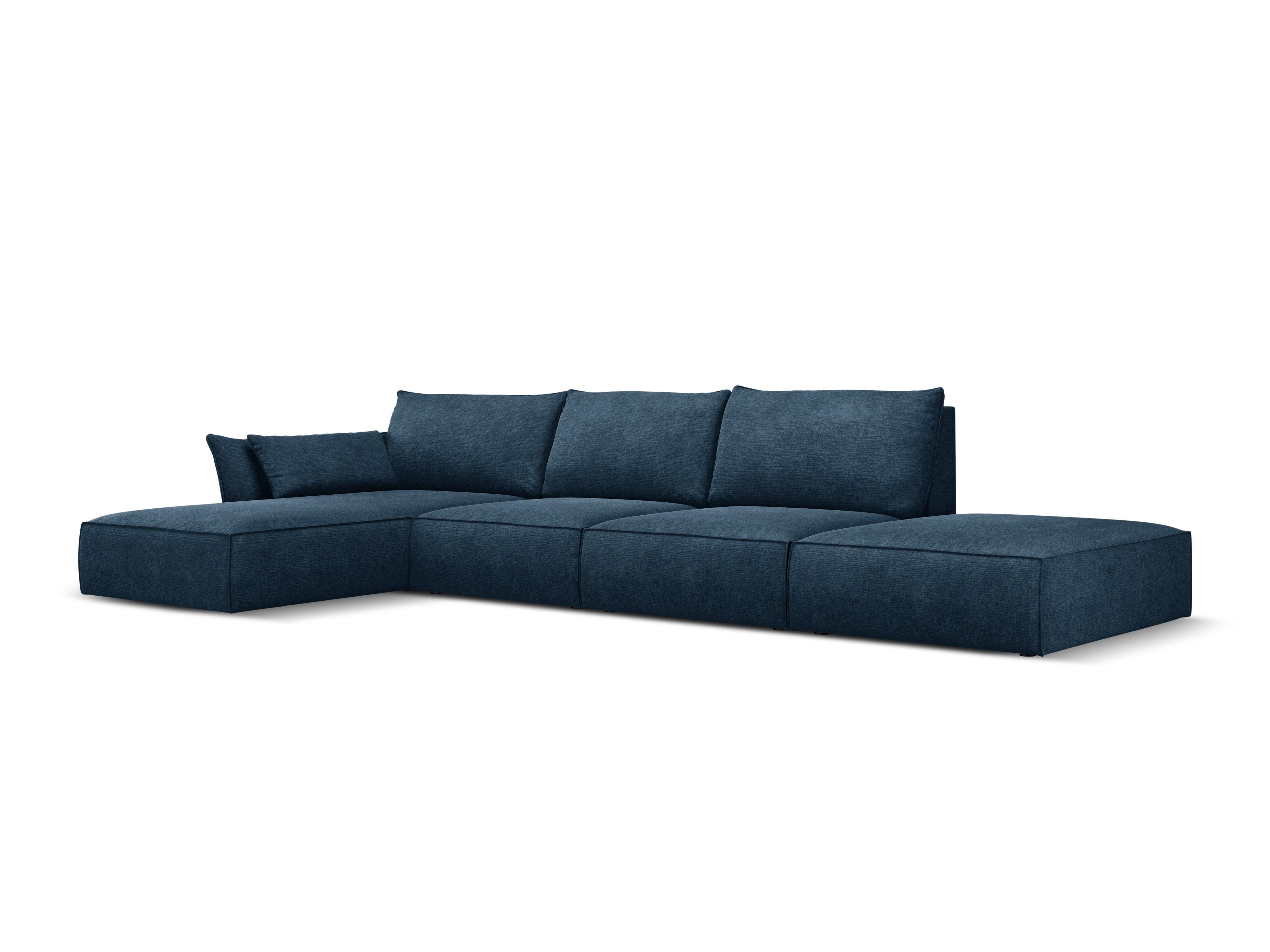 Narożnik w tkaninie szenilowej lewostronny otwarty VANDA granat królewski Mazzini Sofas Eye on Design